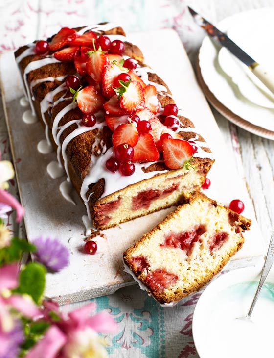 Strawberry and redcurrant loaf cake | Sainsbury`s Magazine