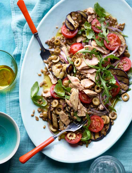 Tuna aubergine freekeh Sainsbury`s Magazine