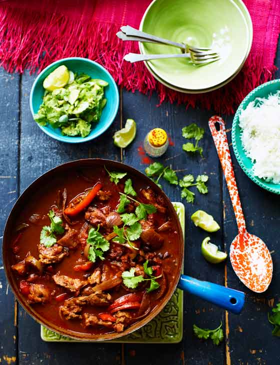 Smoky chipotle chicken onepot with chunky coriander guacamole