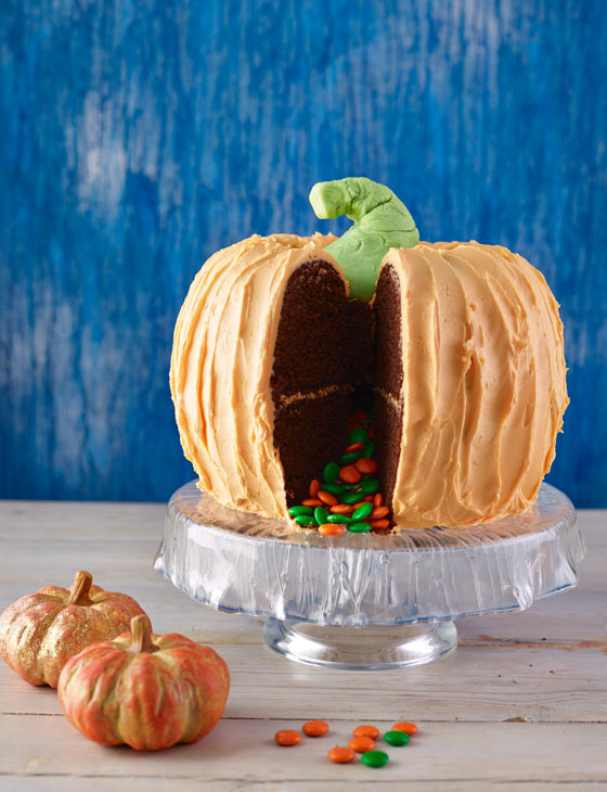 Chocolate spiced pumpkin piñata cake | Sainsbury`s Magazine