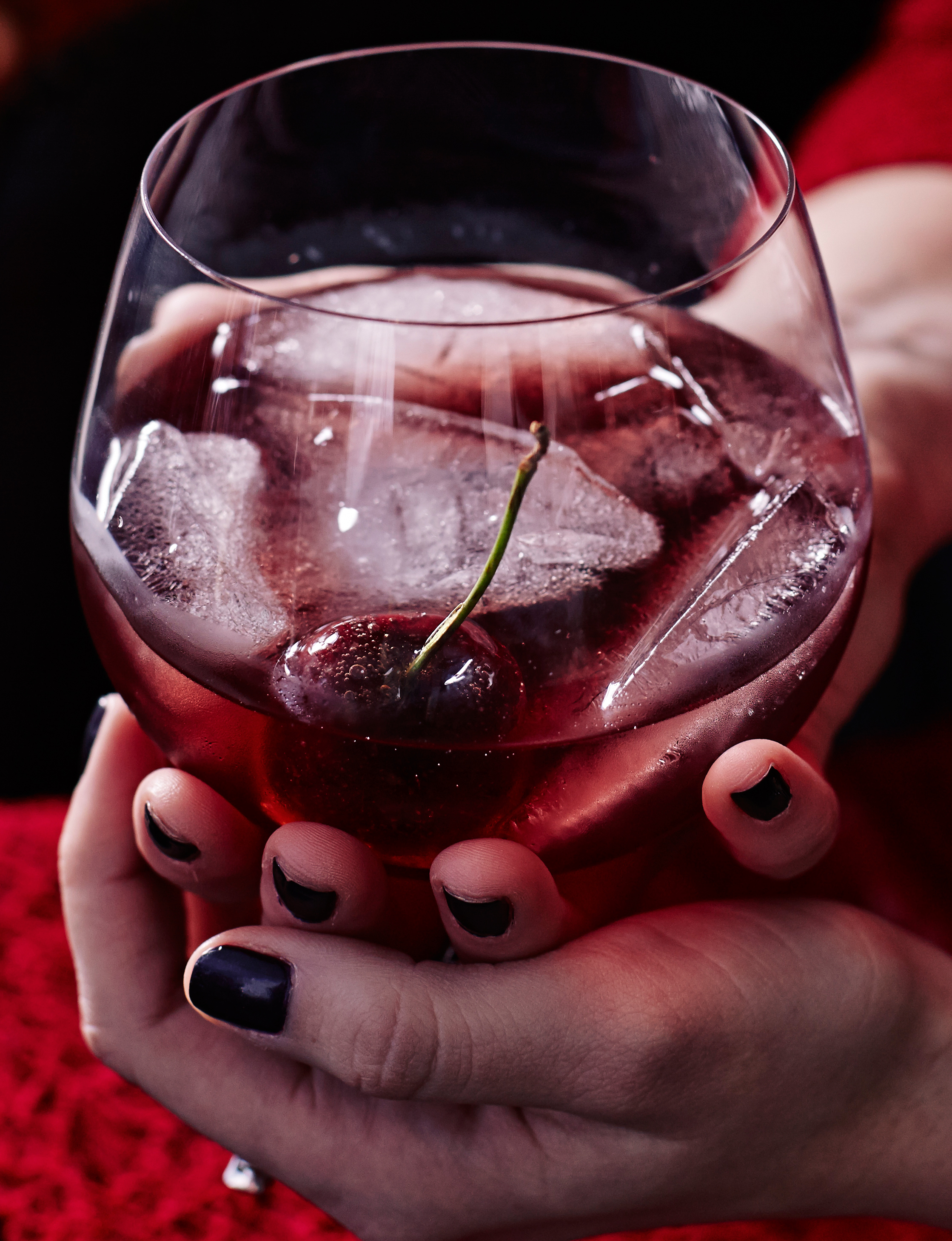 Cherry cheer cocktail with toffee cherries Sainsbury's Magazine