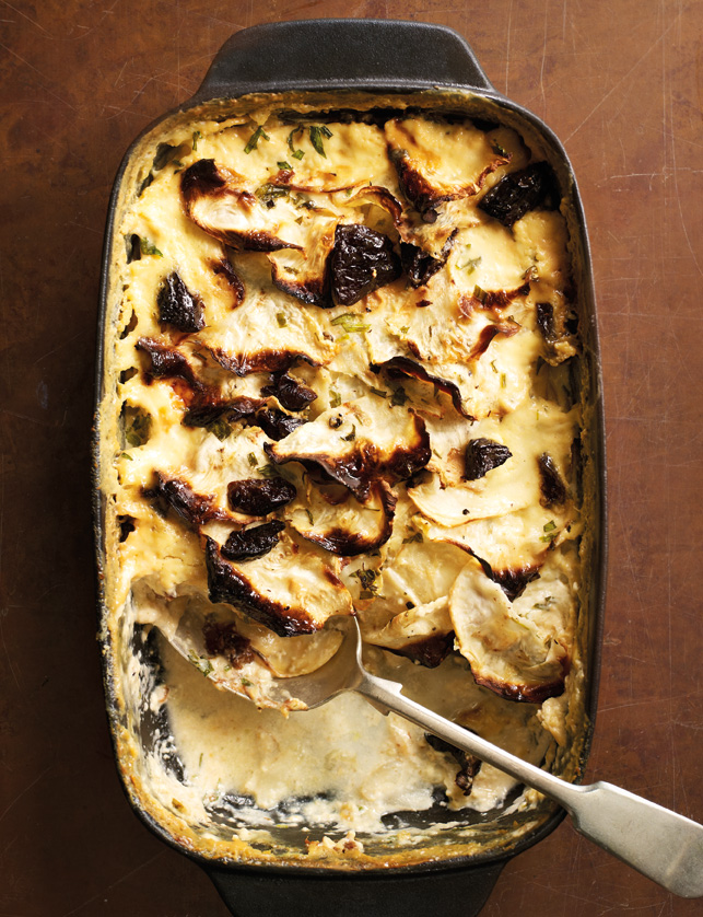 Celeriac and prune dauphinoise | Sainsbury`s Magazine