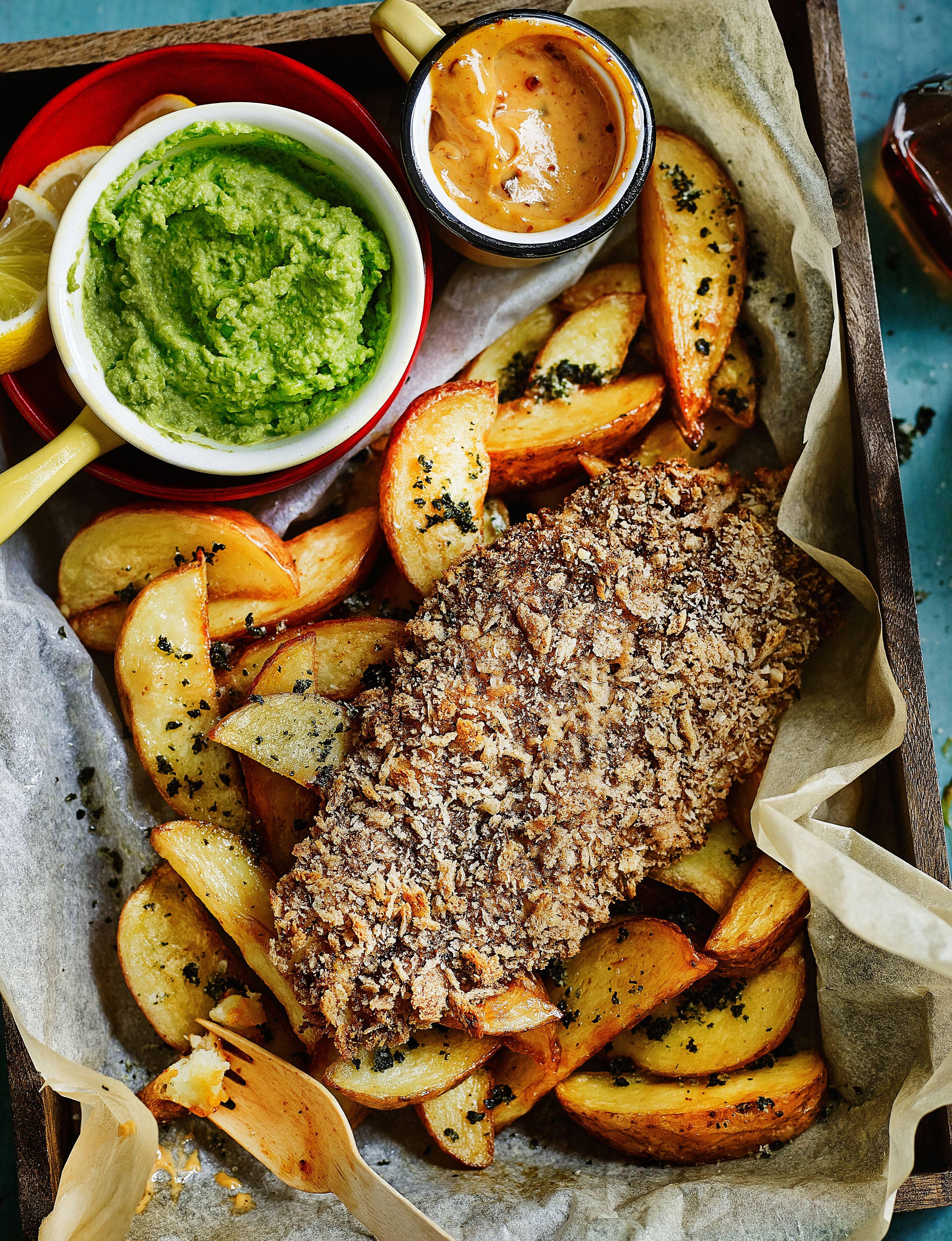 Jerk fish with seaweed salted chips | Sainsbury`s Magazine