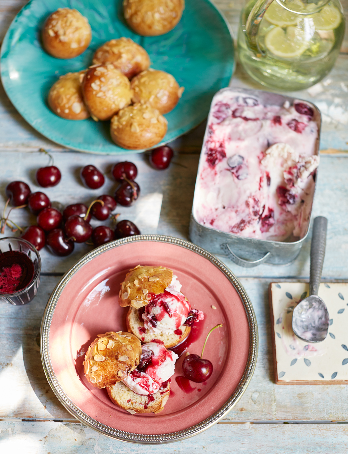 Yogurt and cherry ice cream sandwiches Sainsbury`s Magazine