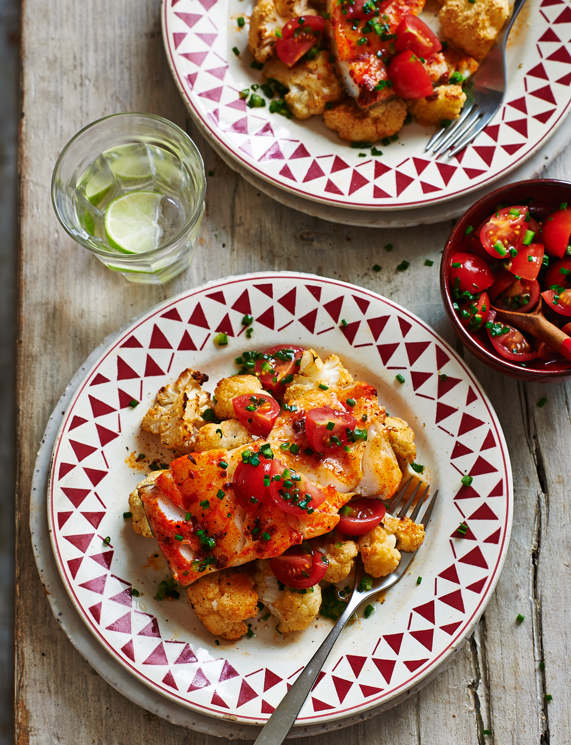 Spiced Cod Spiced cod with roasted cauliflower and salsa | Sainsbury`s Magazine