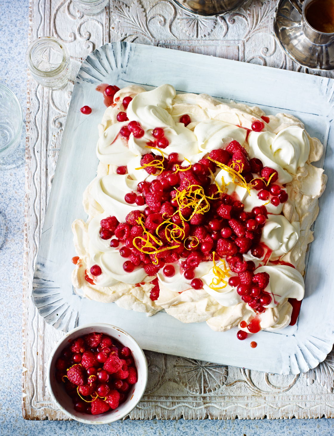 Soft meringue with redcurrants and raspberries Sainsbury’s magazine