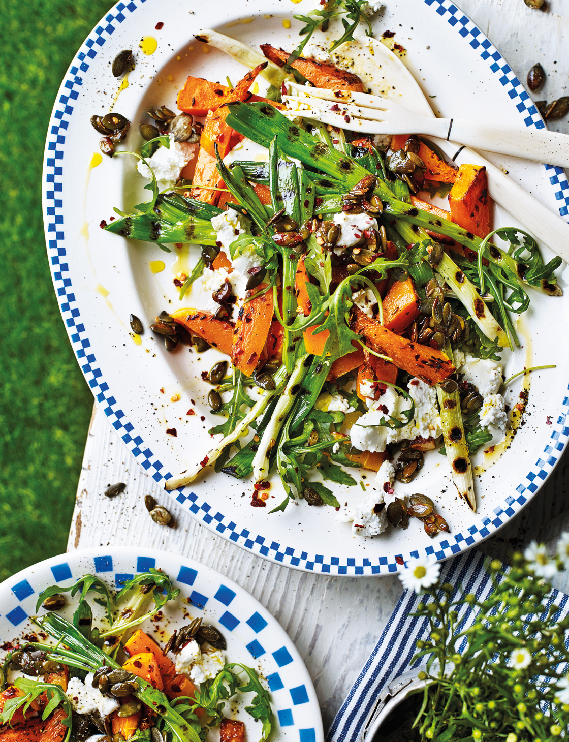 Warm squash and goats’ cheese salad with pumpkin seed crunch | Sainsbury`s Magazine