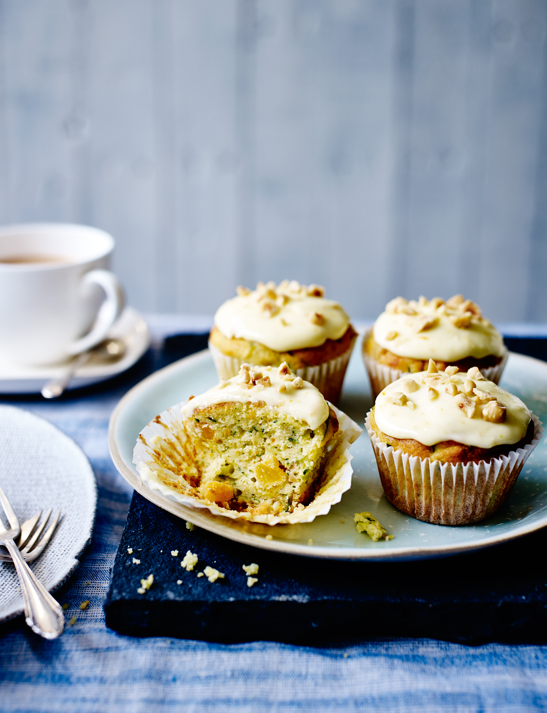 Courgette, orange and hazelnut muffins Sainsbury`s Magazine