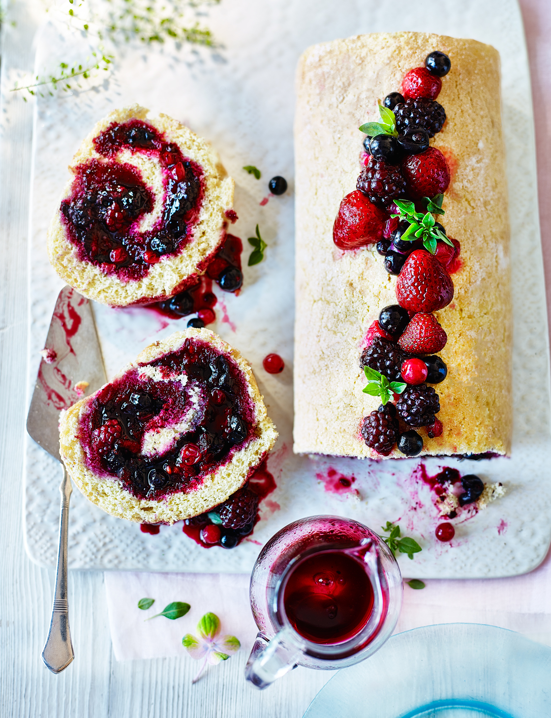 Summer fruit roulade Sainsbury's Magazine