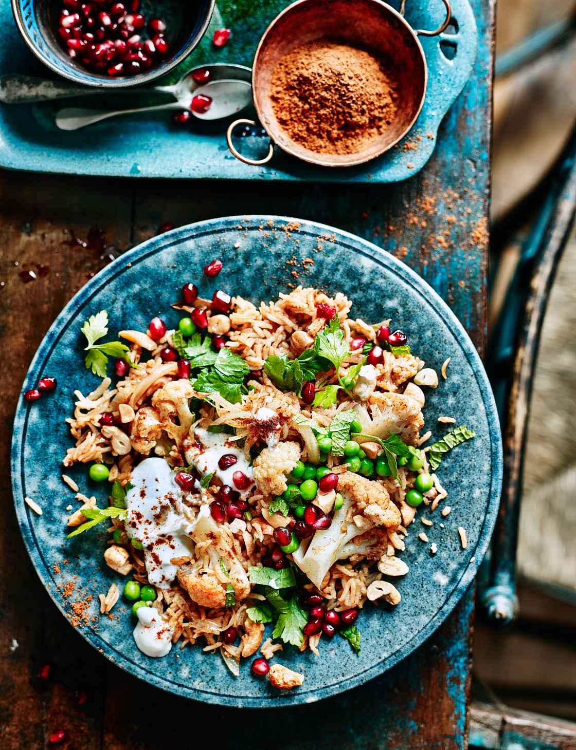 Spiced cauliflower, pea and cashew pilaf | Sainsbury`s Magazine