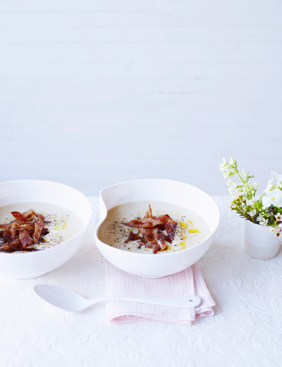 White bean soup with candied vanilla bacon | Sainsbury`s Magazine