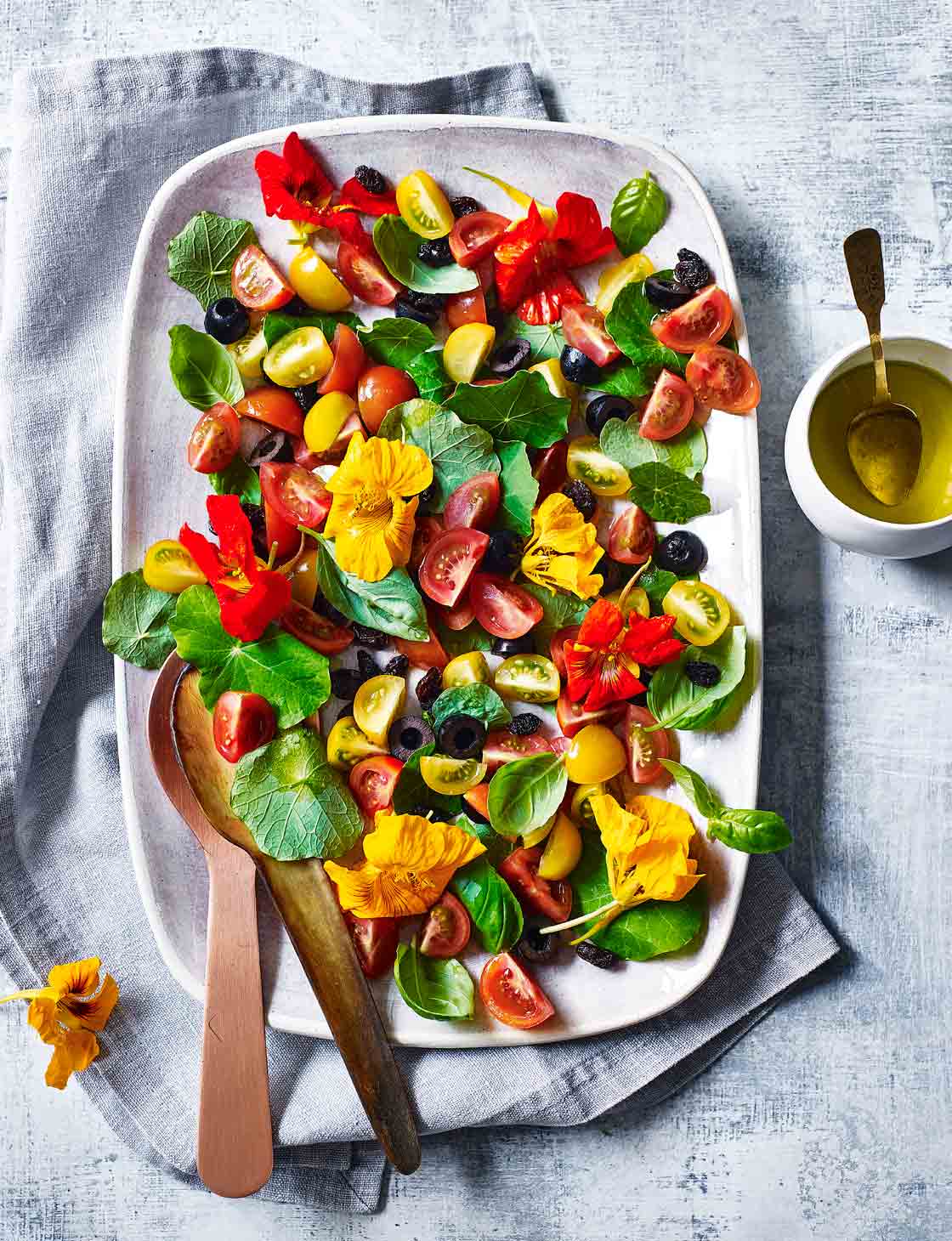 Image of Nasturtiums and tomatoes salad