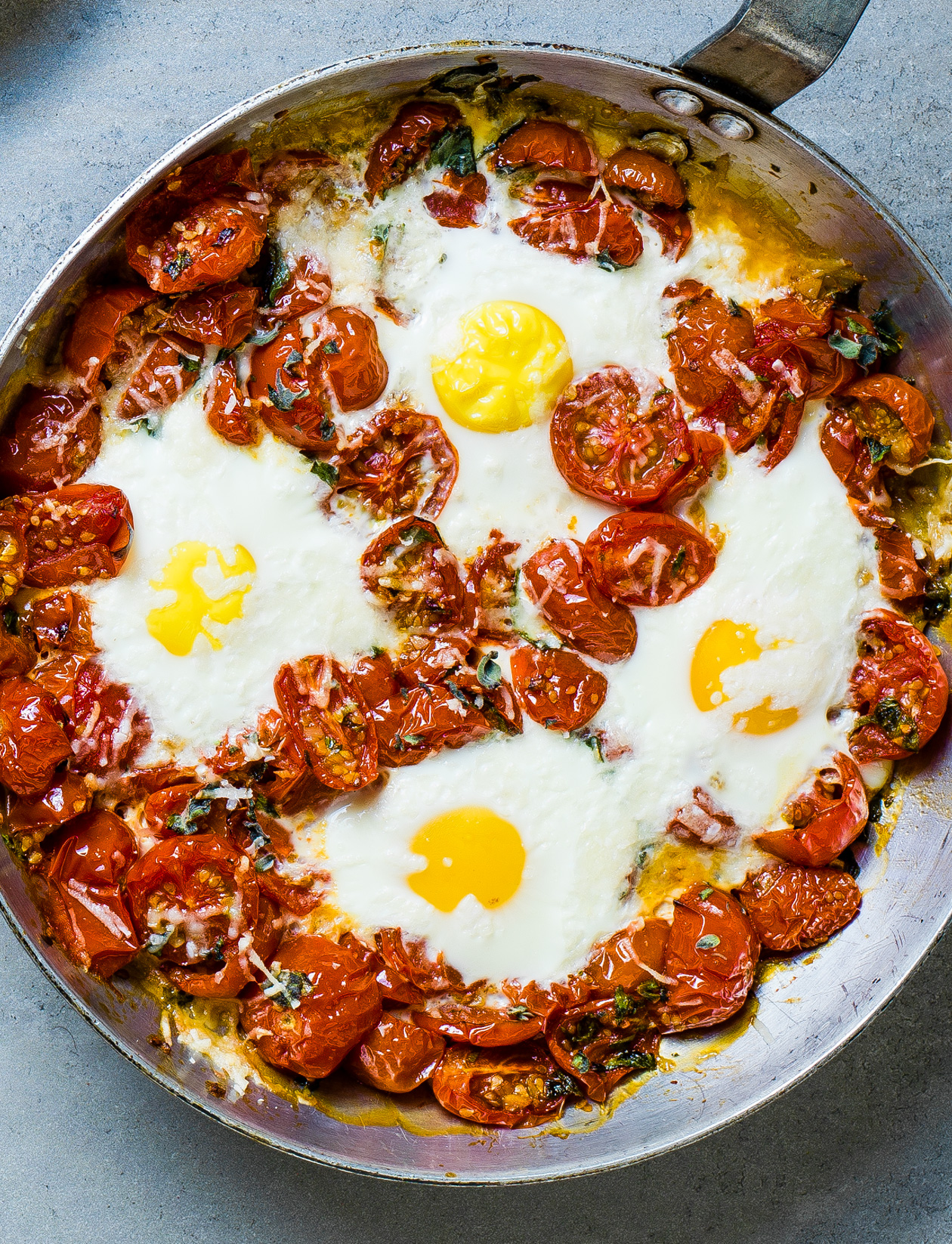 One-pan Italian baked eggs recipe | Sainsbury`s Magazine