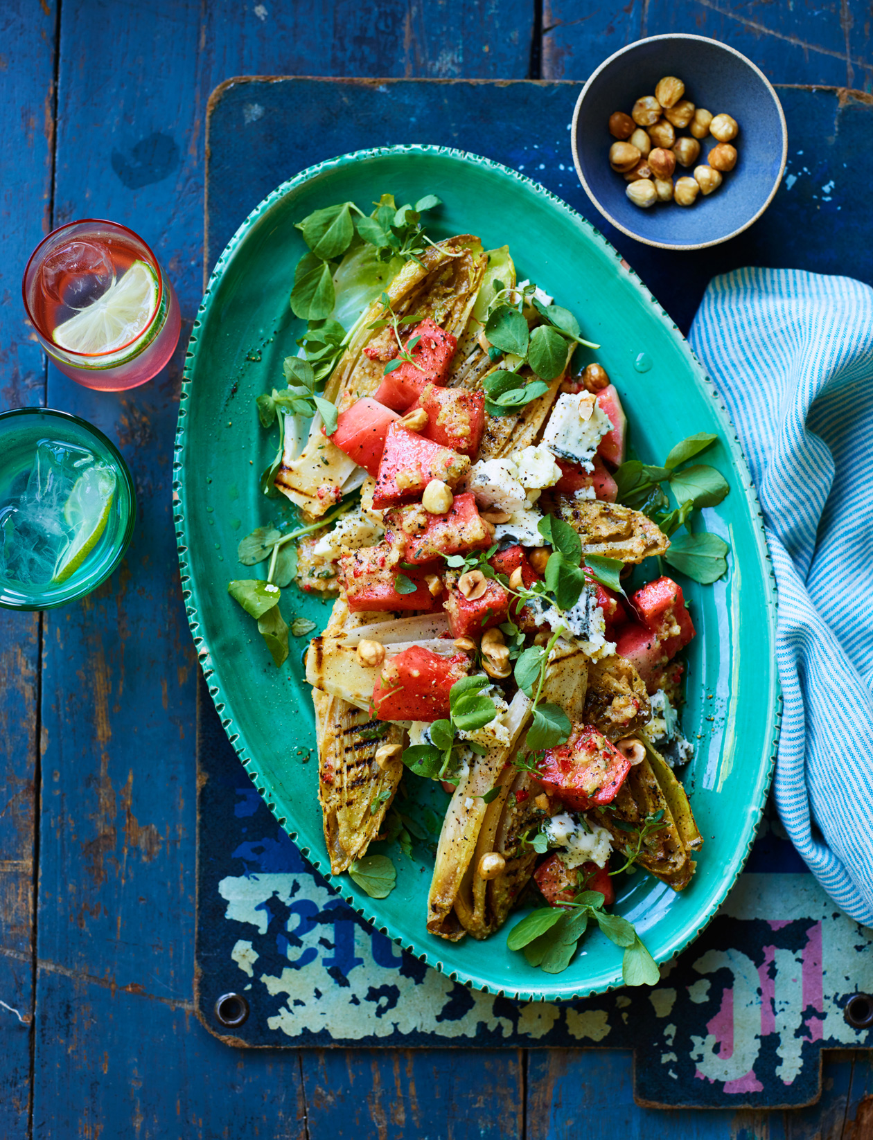 Pickled Watermelon and blue cheese salad recipe Sainsbury's Magazine