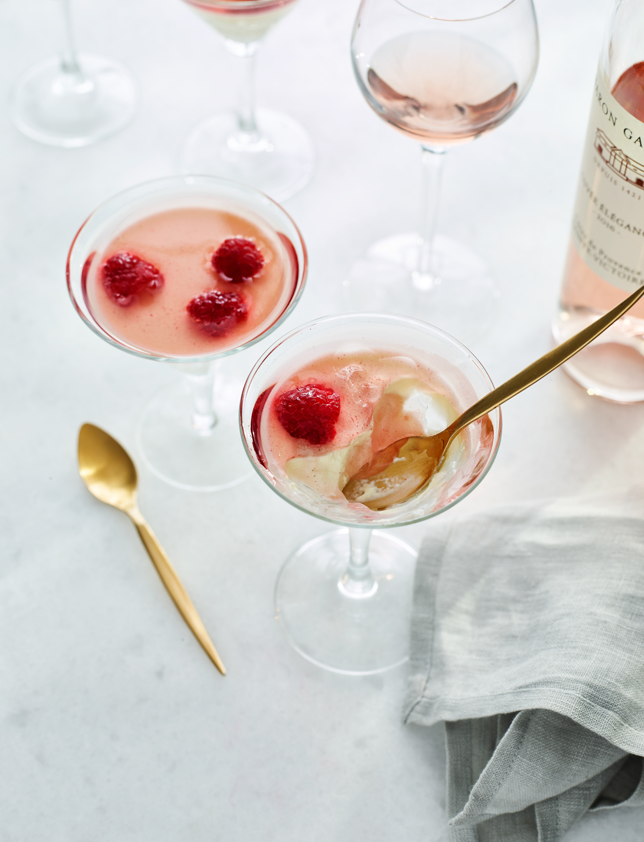 Panna cotta with raspberry rosé jelly recipe | Sainsbury`s Magazine