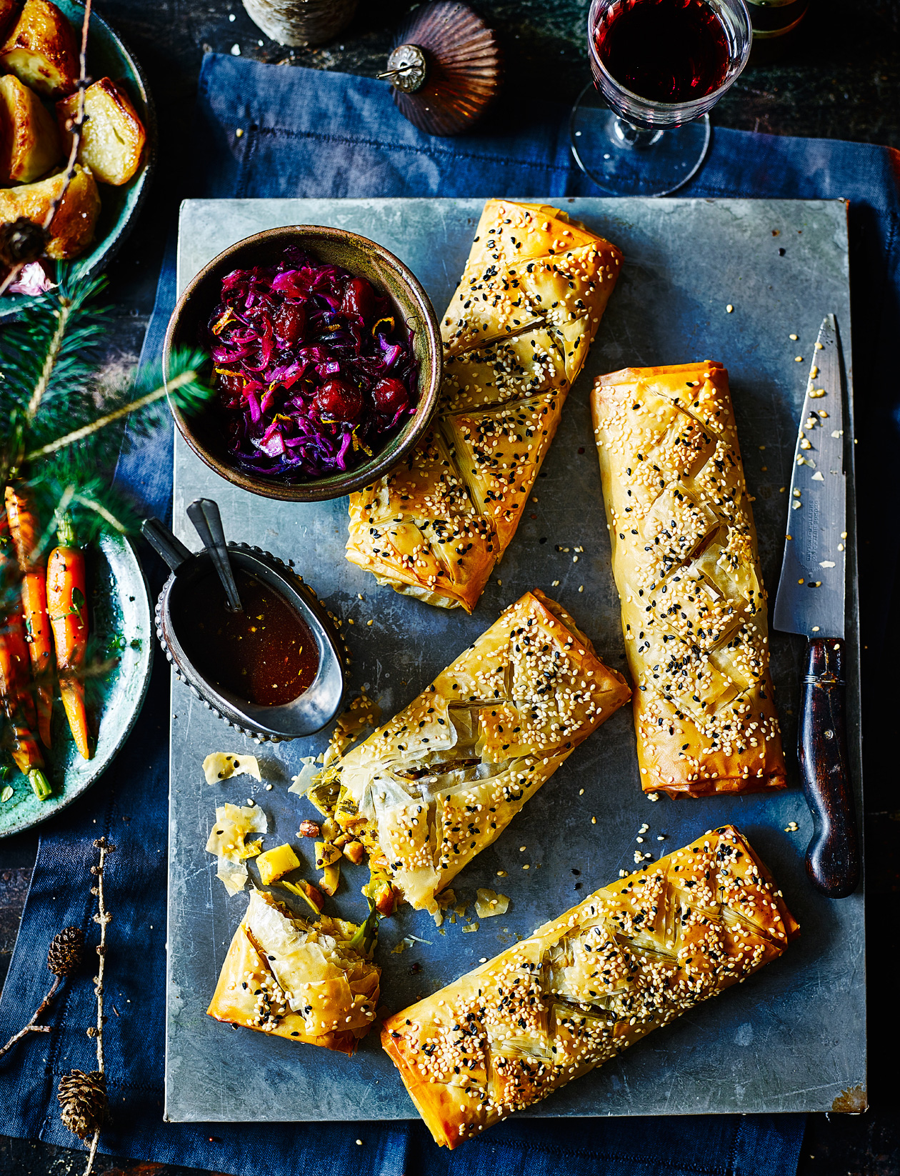 Spiced parsnip and cashew strudels recipe | Sainsbury`s Magazine