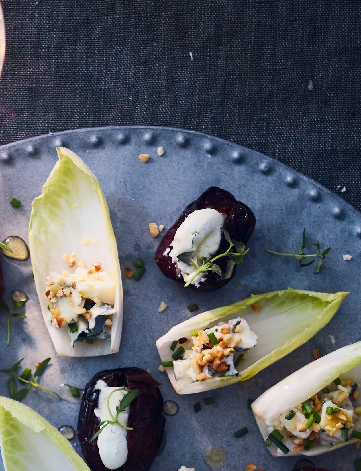 Chicory 'boats' with blue cheese and hazelnuts recipe | Sainsbury`s Magazine
