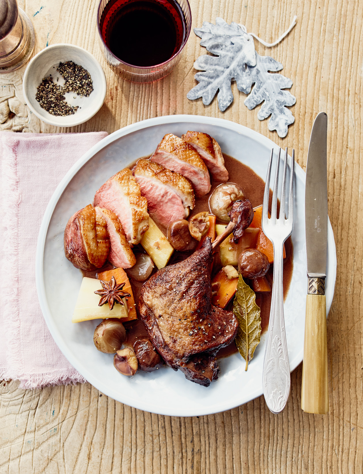 Mulled wine pot-roast duck recipe | Sainsbury`s Magazine