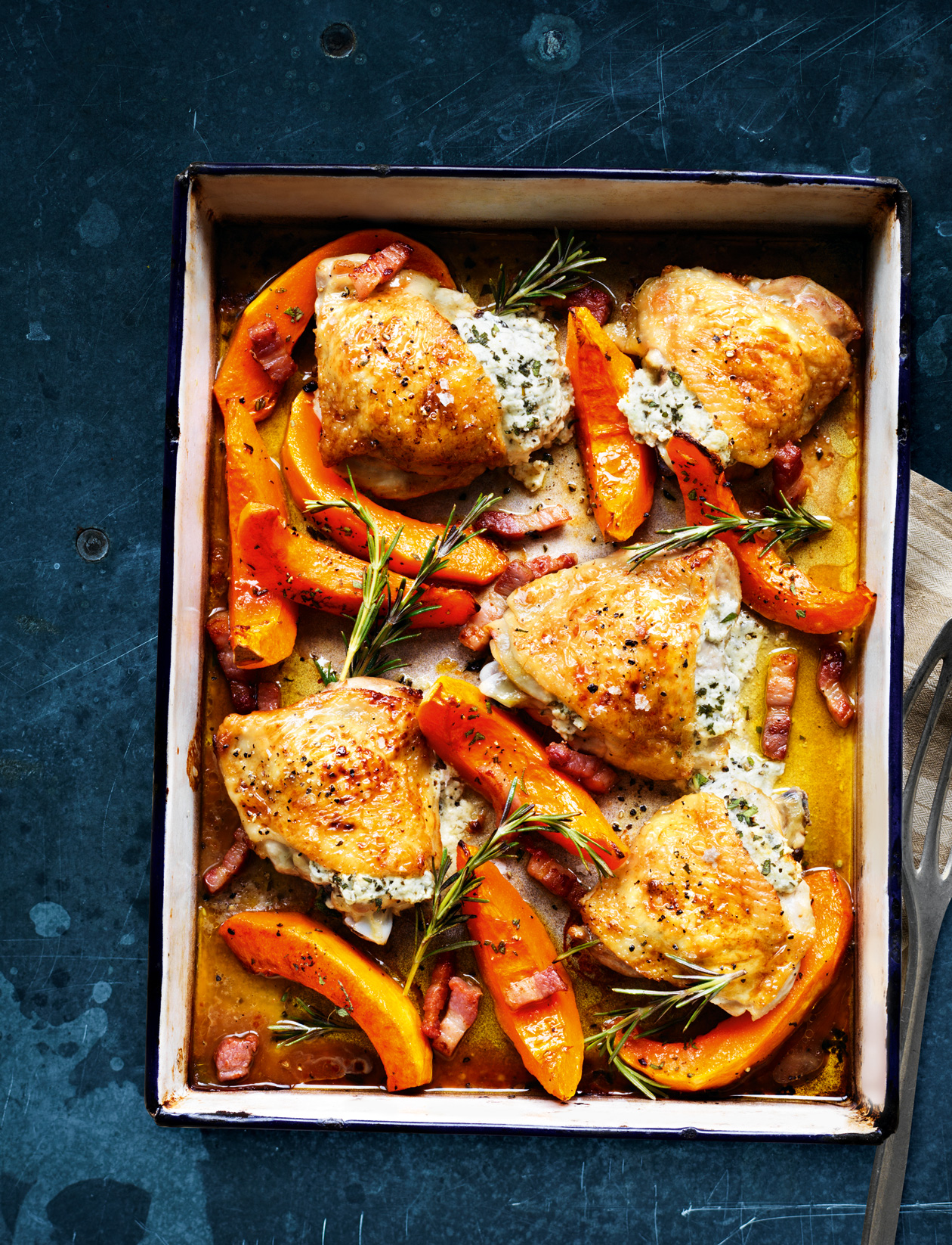 Chicken and goats' cheese traybake recipe Sainsbury`s Magazine