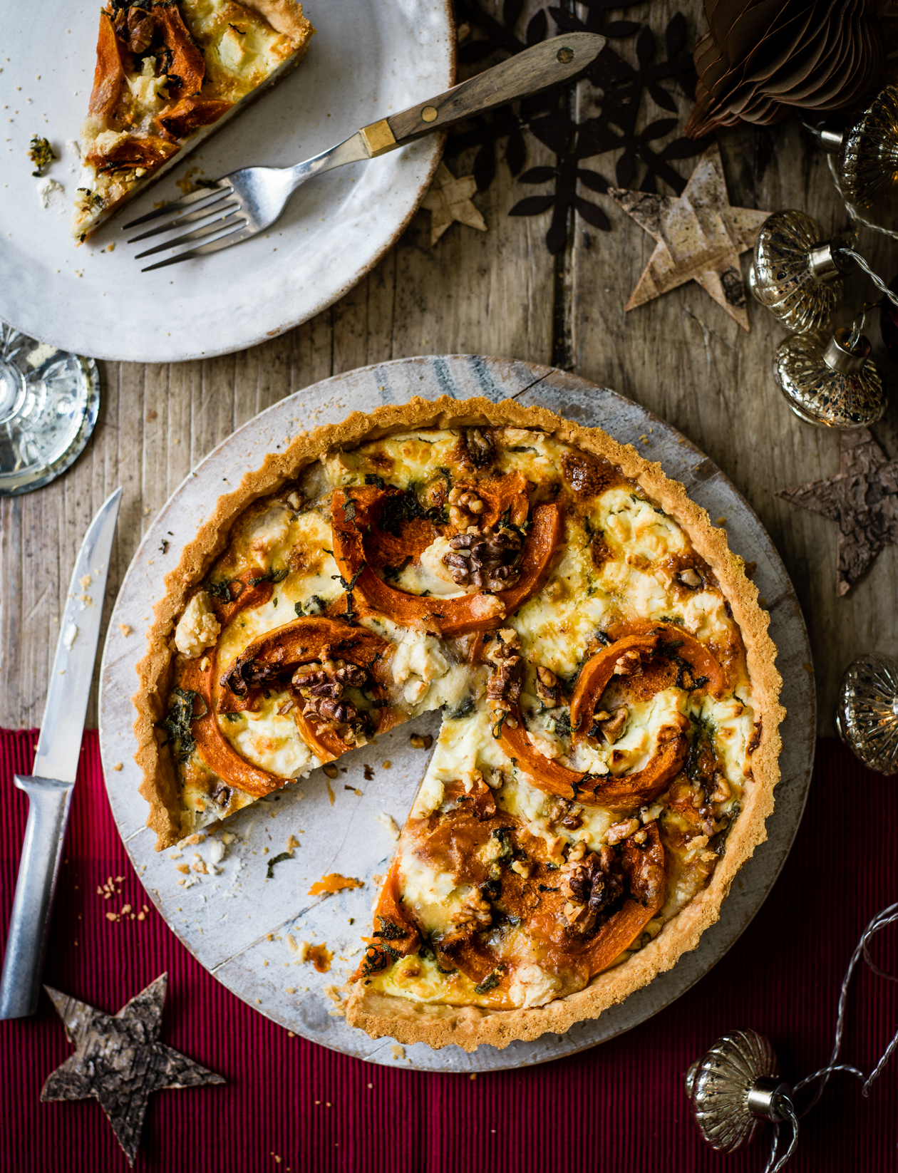 Goats’ cheese, squash and walnut tart recipe Sainsbury`s Magazine