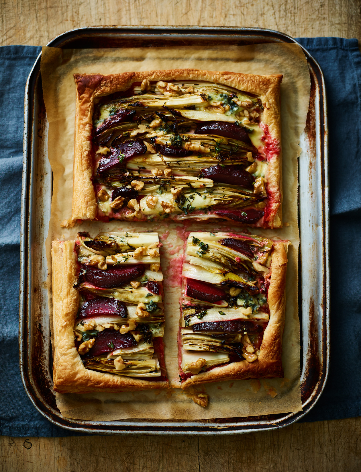 Beetroot, chicory and blue cheese tart recipe | Sainsbury`s Magazine