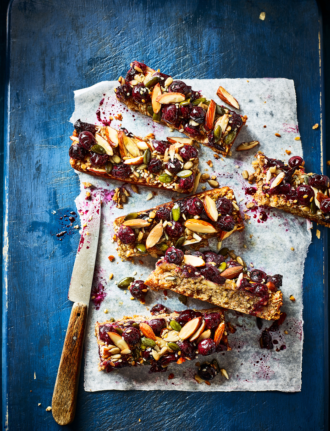 Blueberry burst breakfast bars recipe | Sainsbury`s Magazine