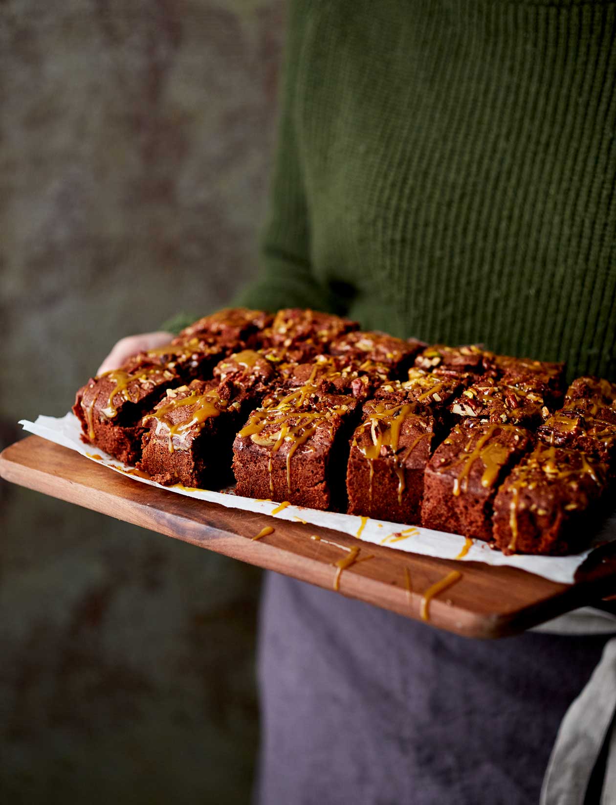 Nutty chocolate and caramel traybake recipe Sainsbury`s Magazine