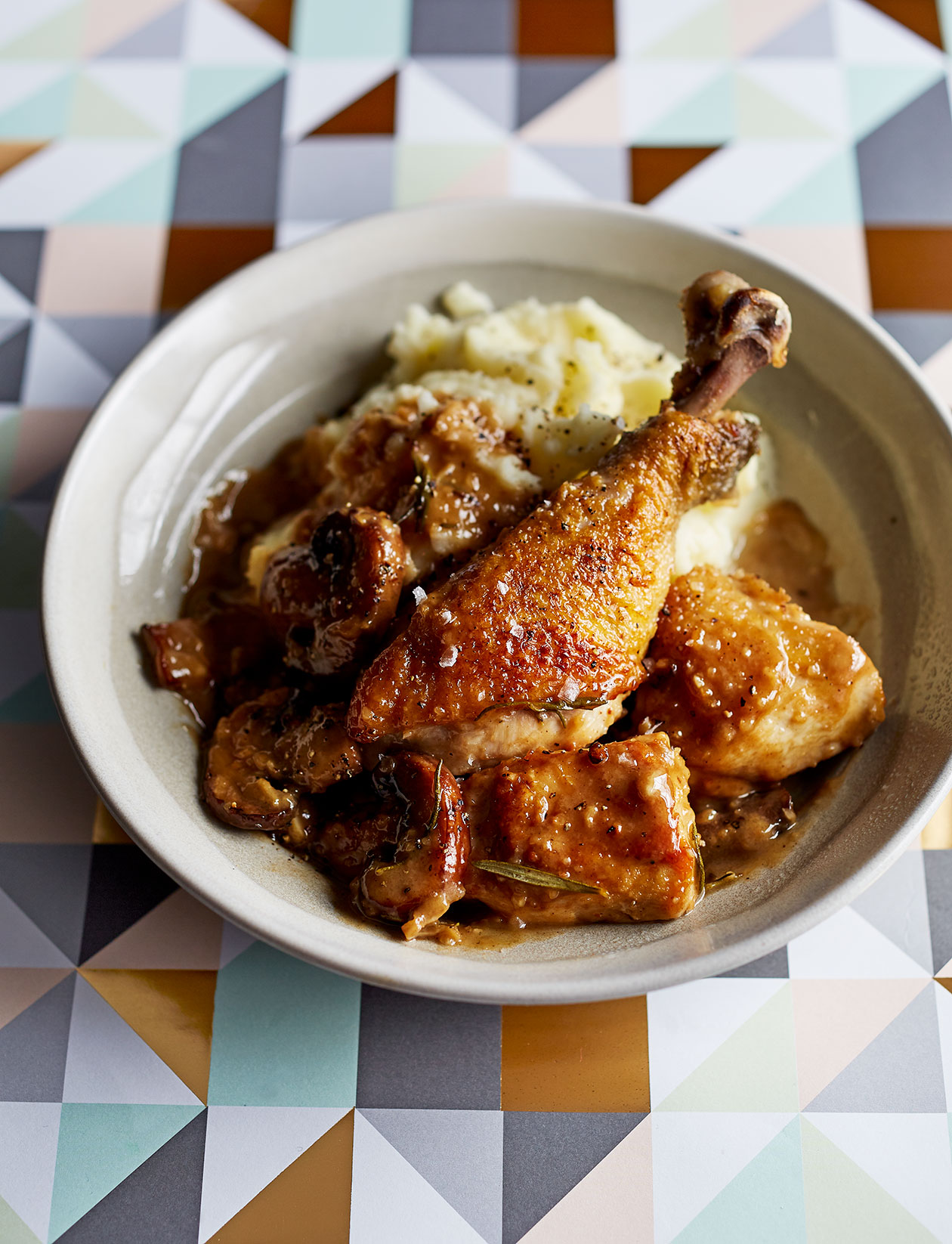 Braised chicken with mushrooms recipe | Sainsbury`s Magazine
