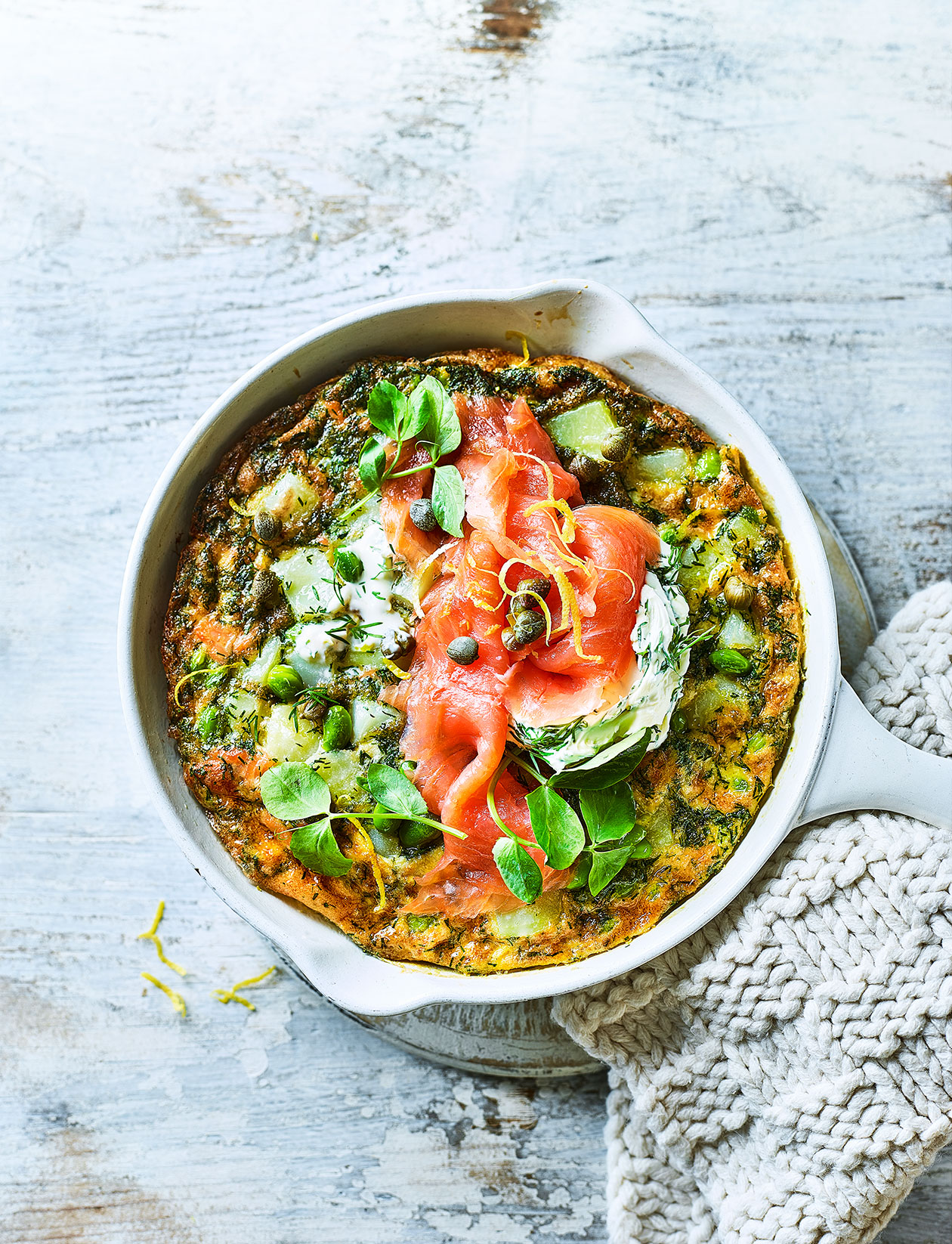 Scandi smoked salmon frittata recipe | Sainsbury`s Magazine