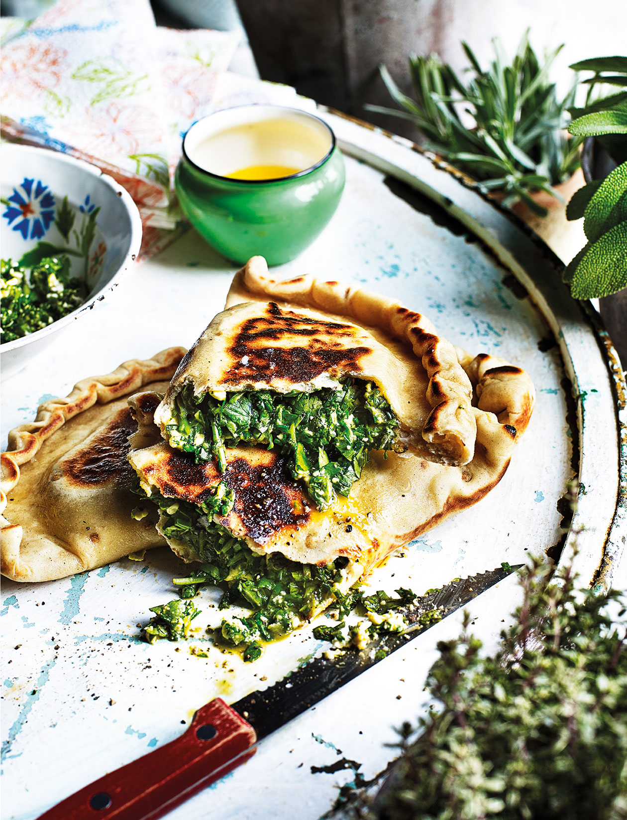 Herbstuffed flatbreads recipe Sainsbury`s Magazine