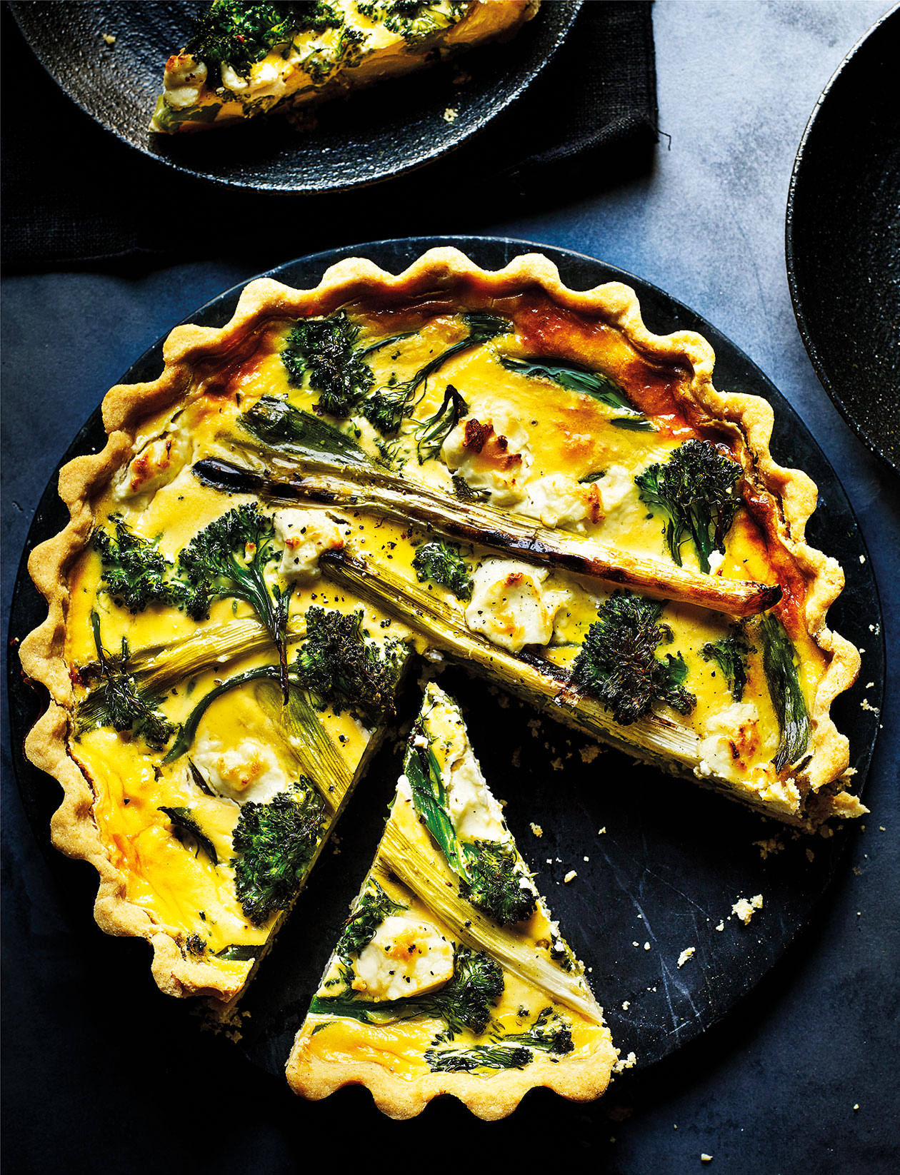 Tenderstem and goats’ cheese quiche recipe Sainsbury`s Magazine