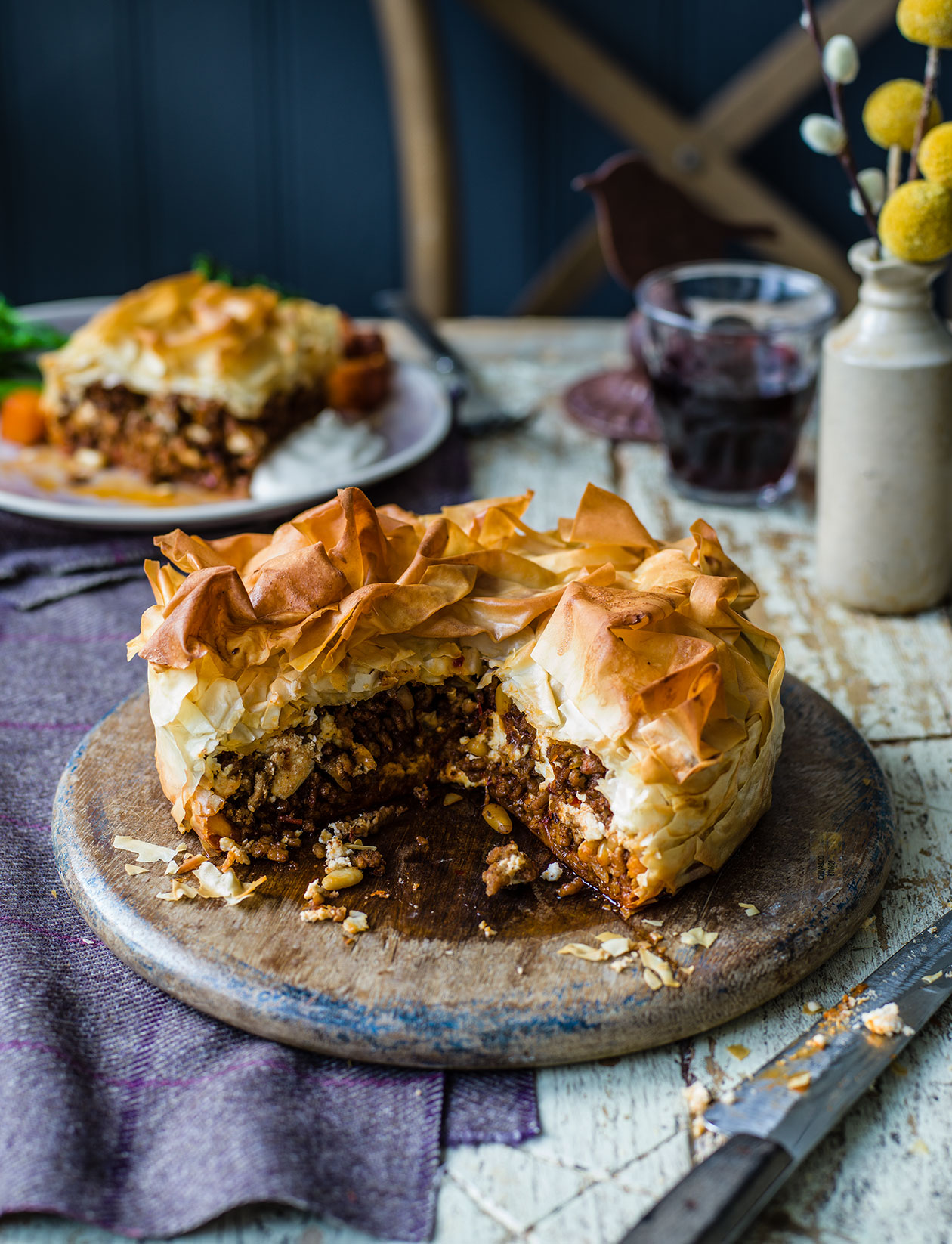 Spiced lamb filo parcel