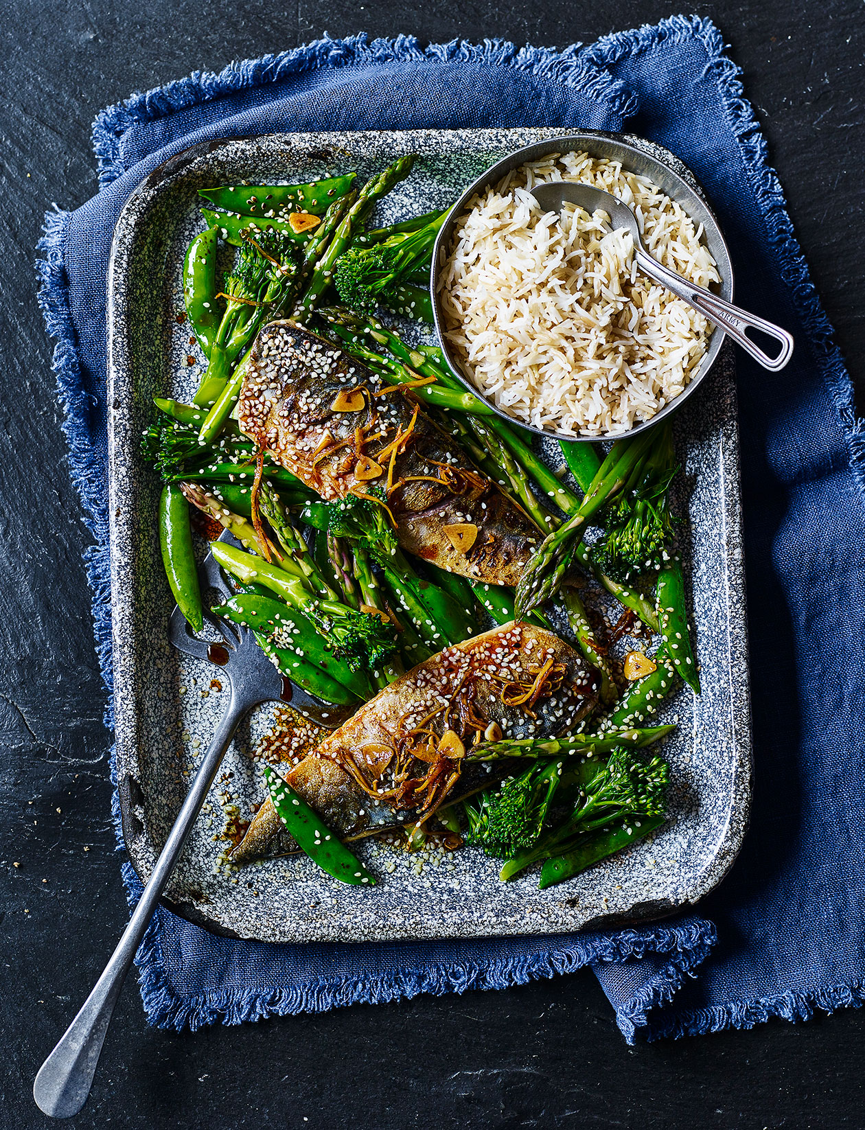 Traybaked Teriyaki Mackerel With Greens Recipe Sainsbury S Magazine