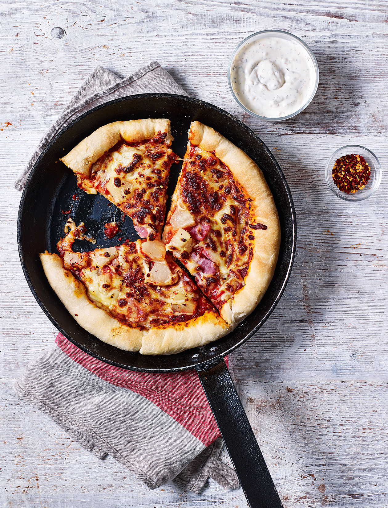 Frying pan Hawaiian pizza recipe Sainsbury`s Magazine
