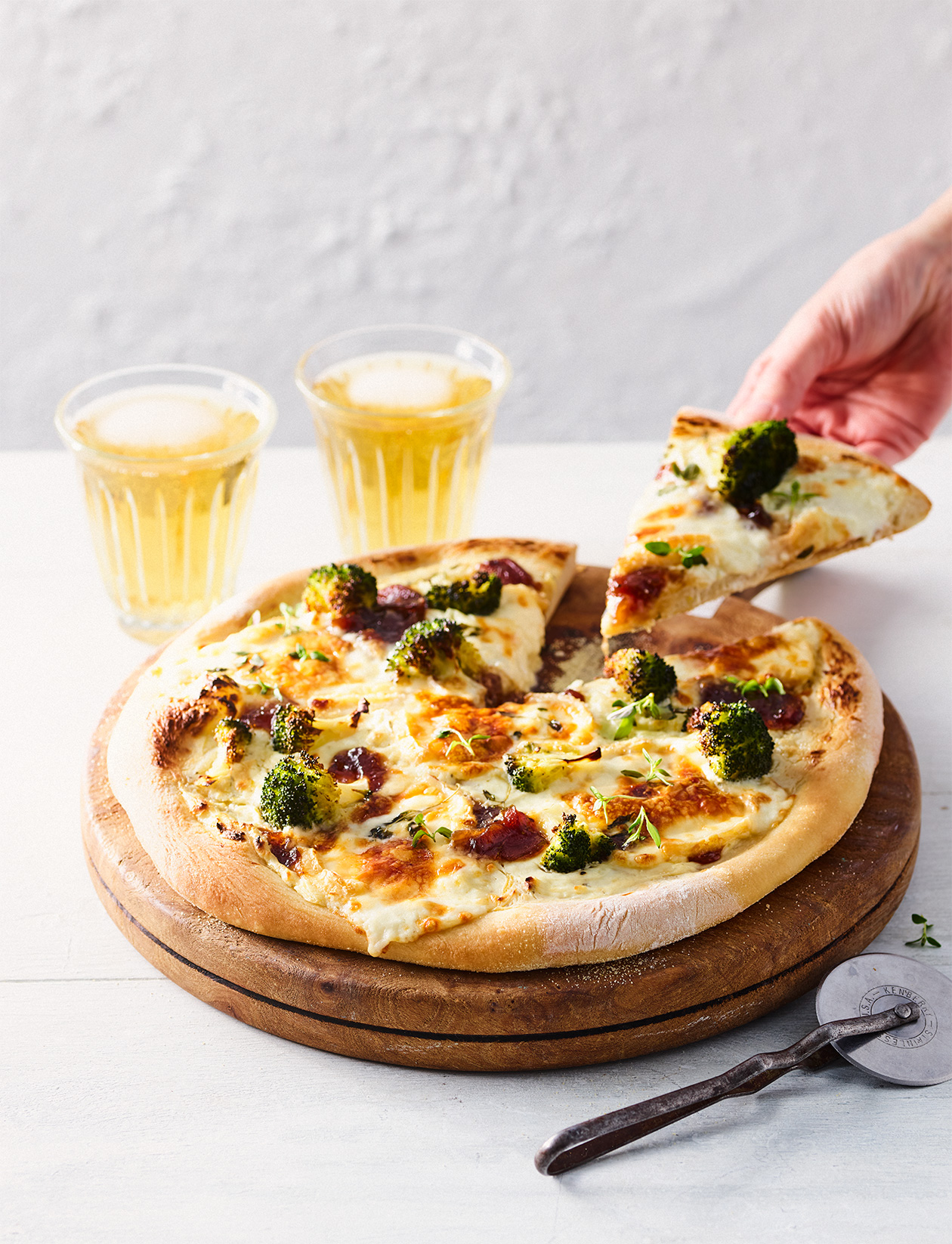 Pizza bianca with broccoli and garlic recipe | Sainsbury`s Magazine