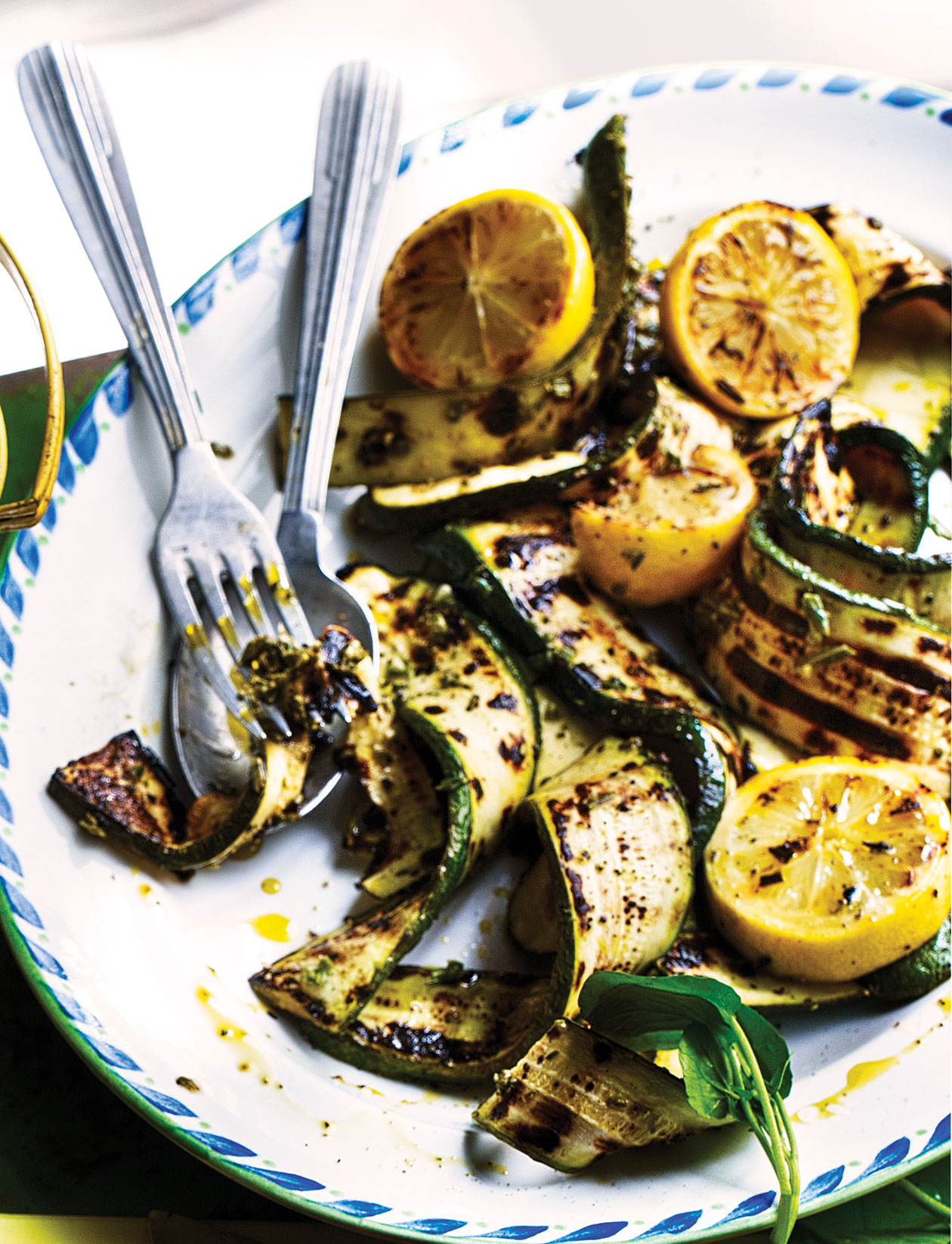 Griddled courgettes with lemon and garlic recipe