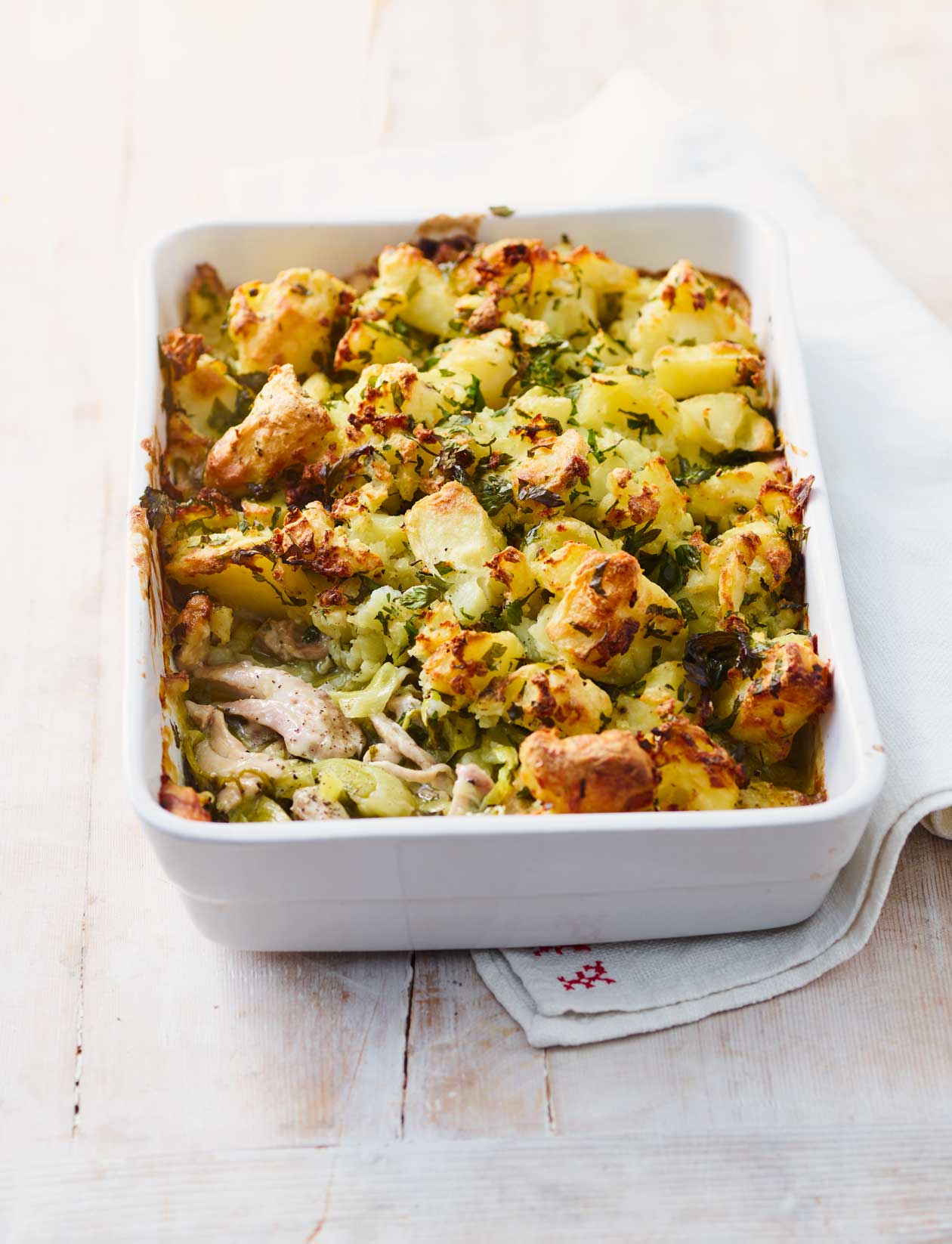 Chicken and leek pie with crispy potato topping recipe | Sainsbury`s
