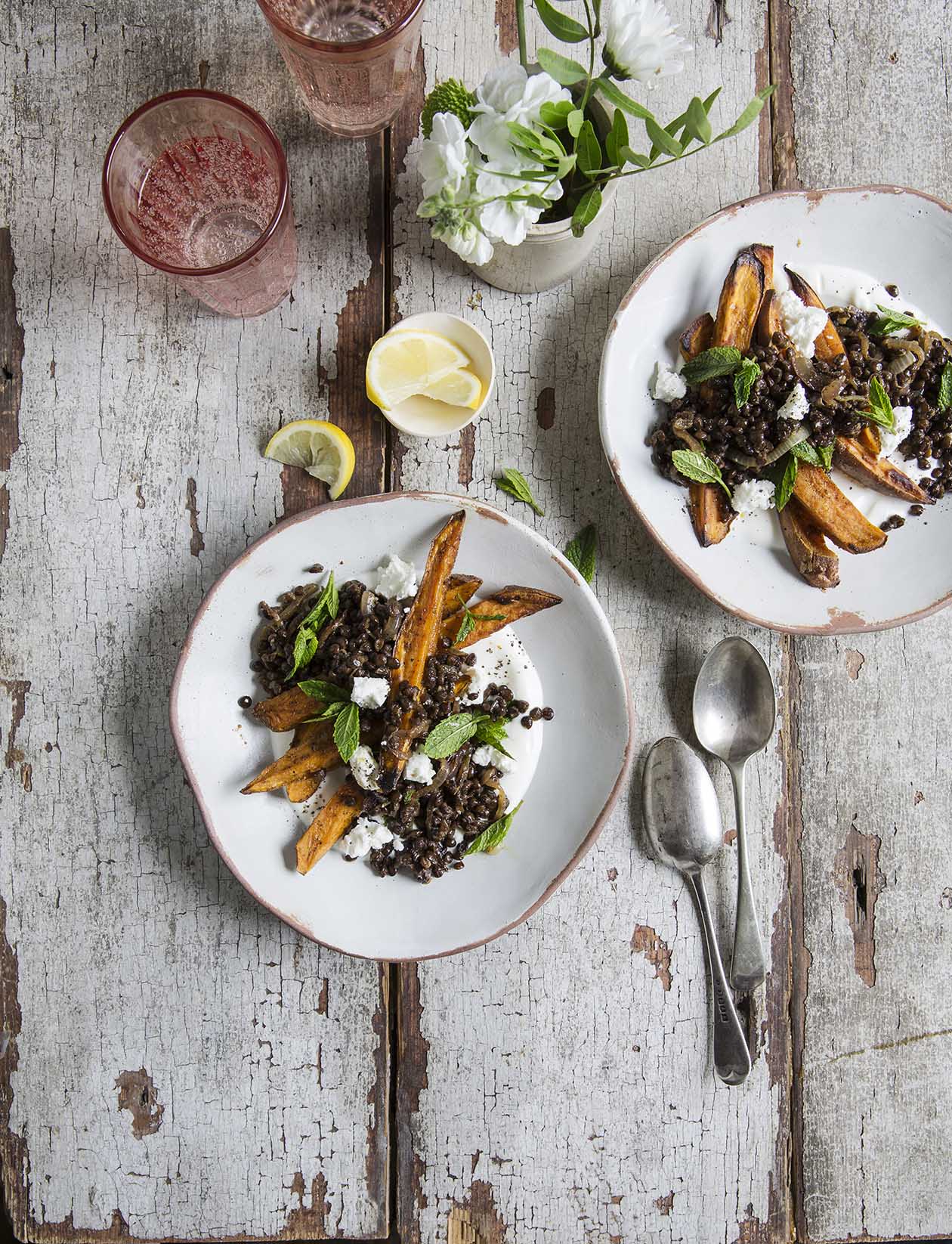Roast sweet potato, lentils and feta recipe | Sainsbury`s Magazine