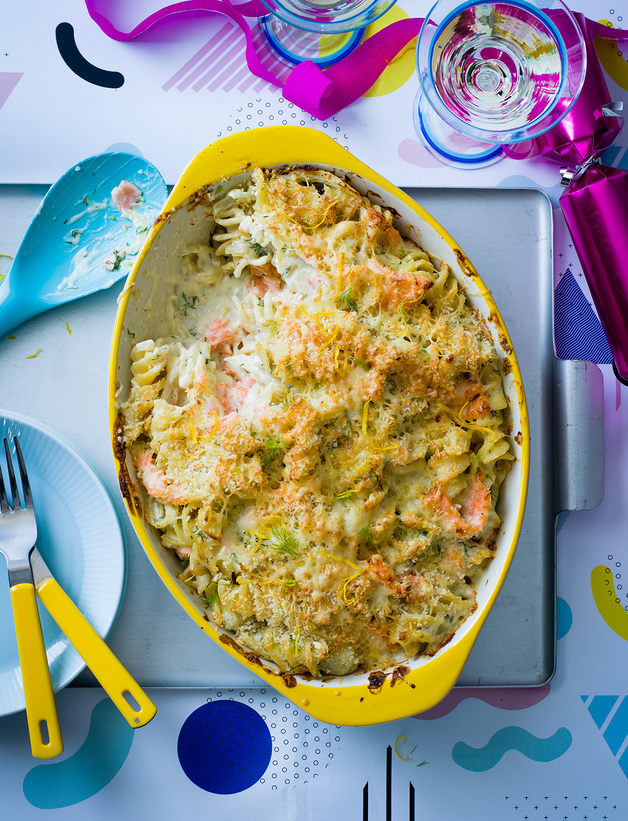 Scandi salmon pasta bake recipe Sainsbury`s Magazine