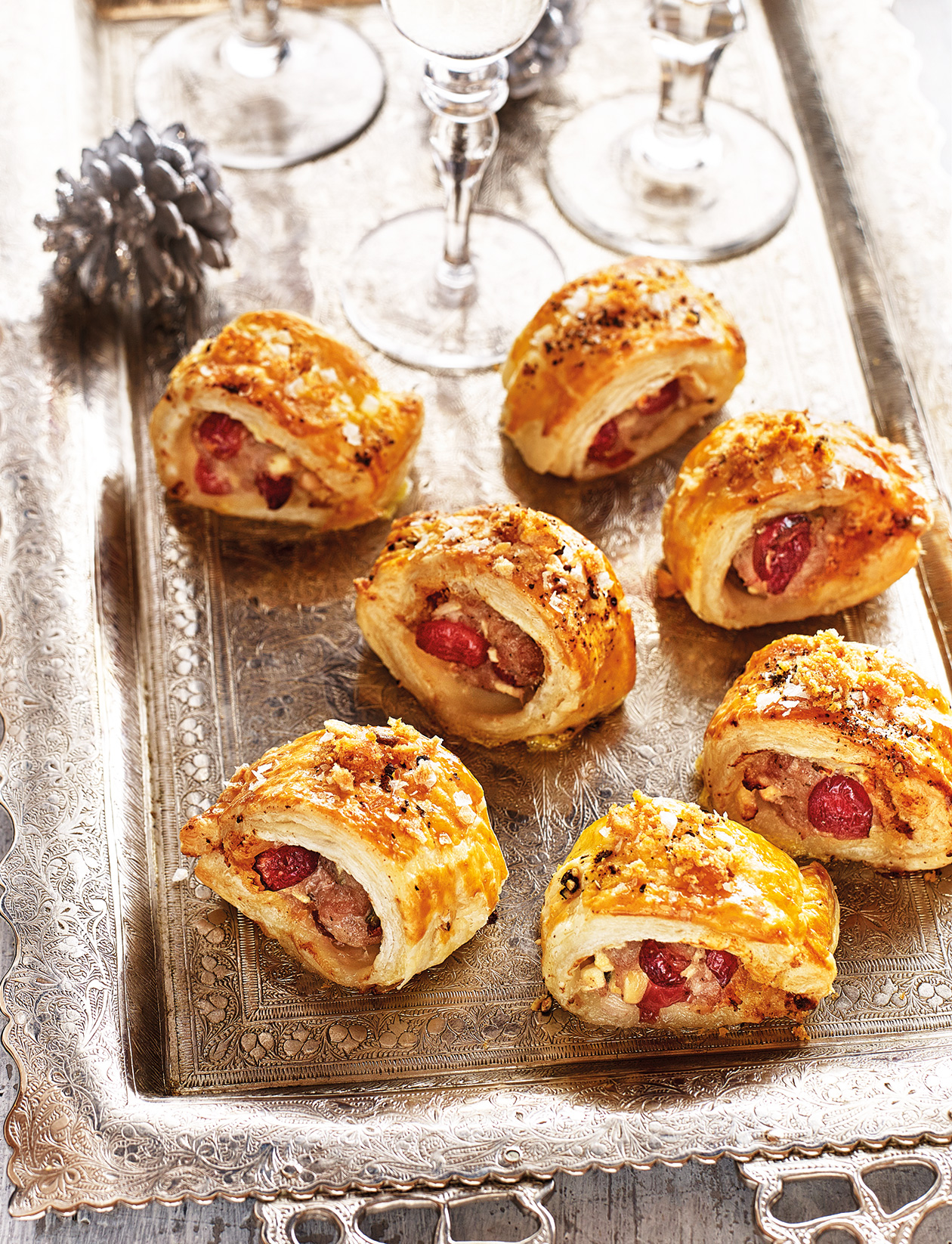 Cranberry and pork crackling sausage rolls | Sainsbury`s Magazine