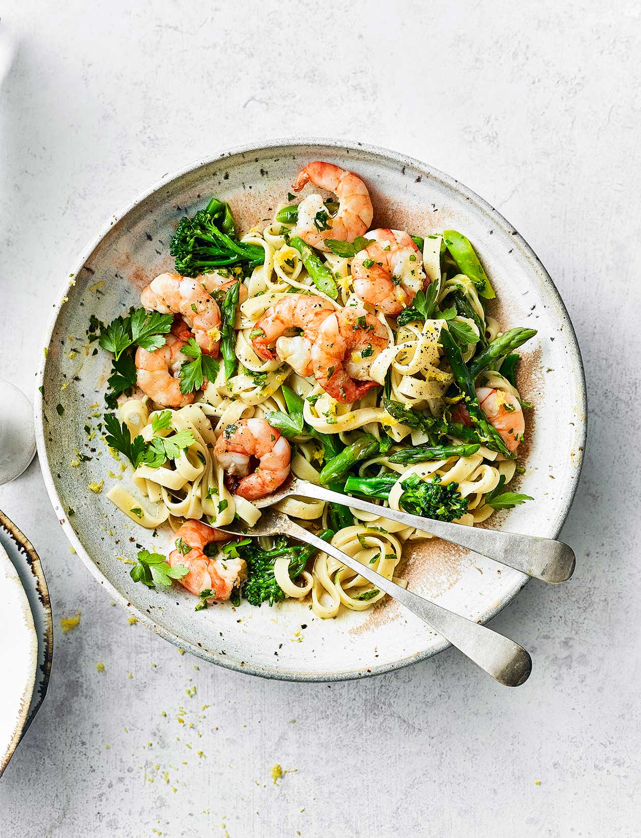 Prawn and asparagus tagliatelle recipe Sainsbury`s Magazine