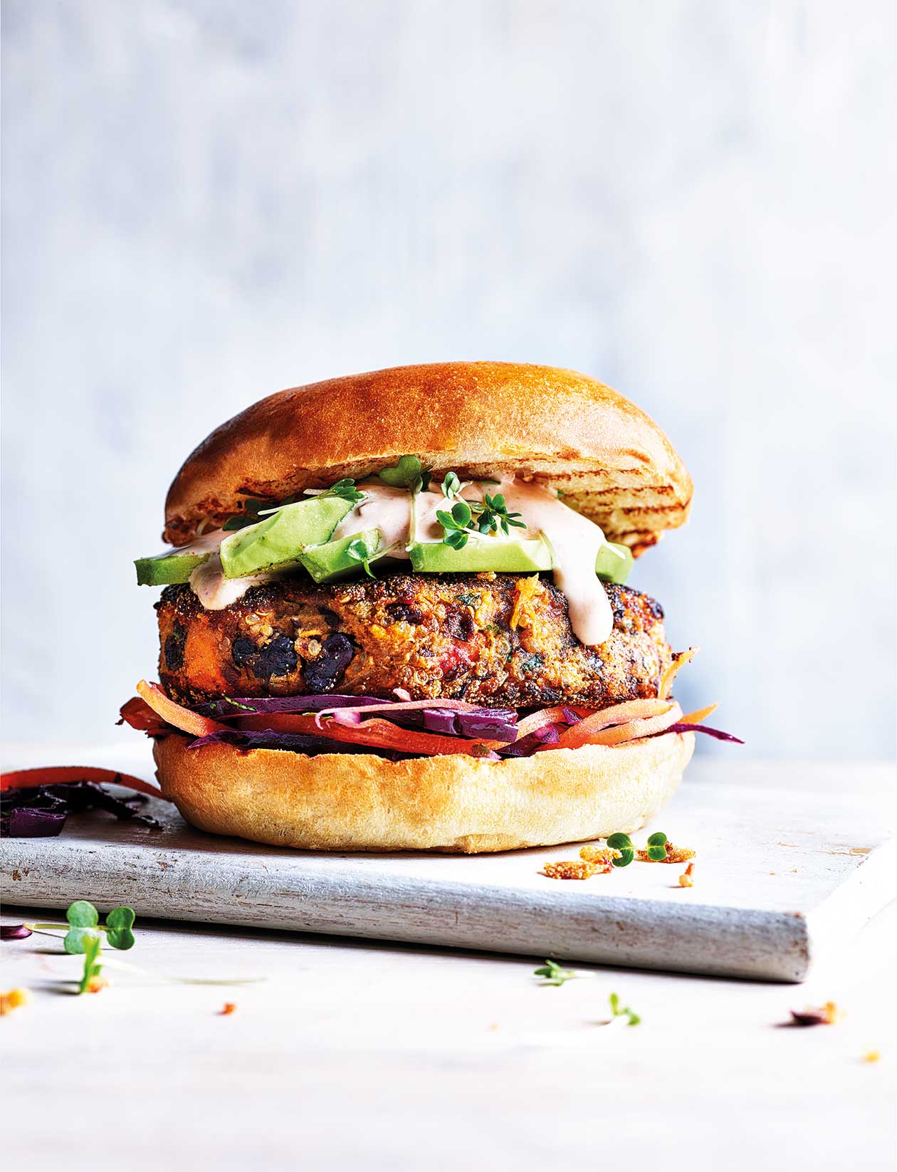 Smoky black bean and sweet potato vegan burger recipe | Sainsbury`s