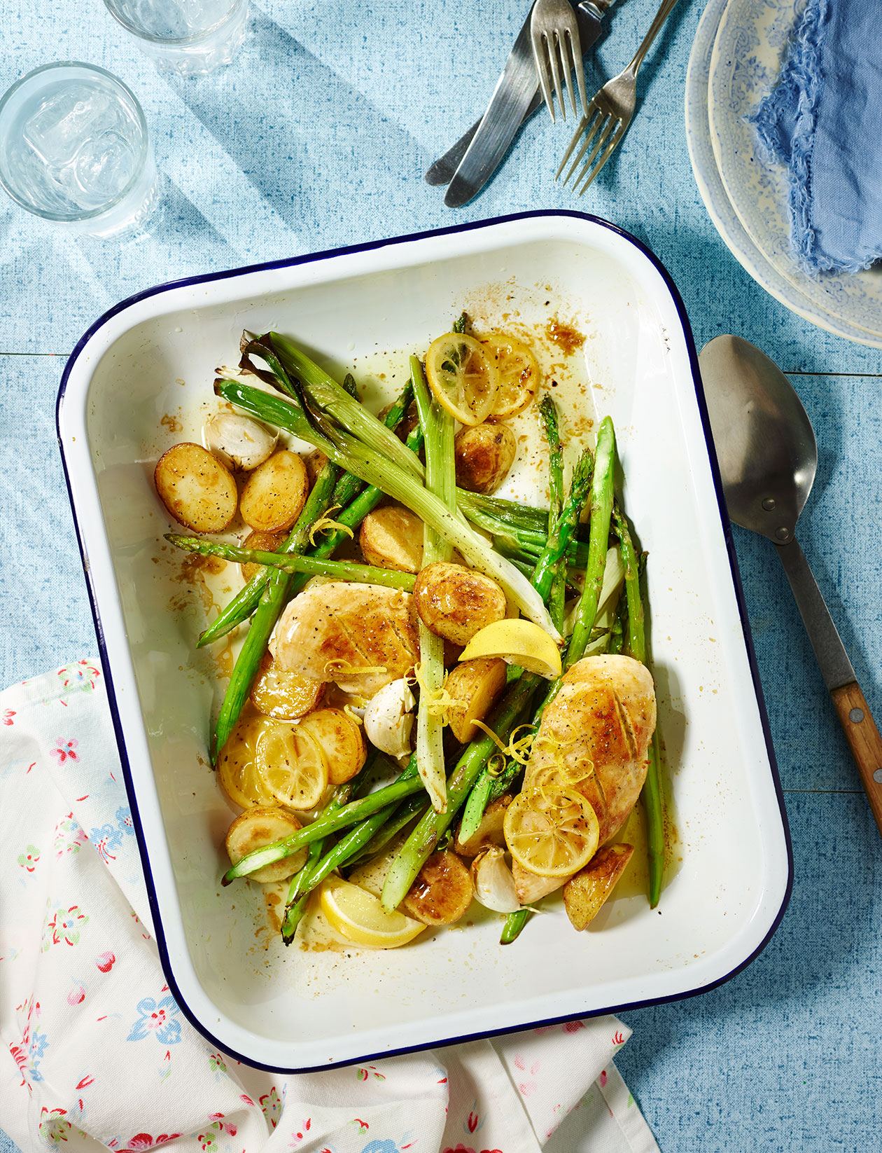 Asparagus and chicken traybake recipe | Sainsbury`s Magazine