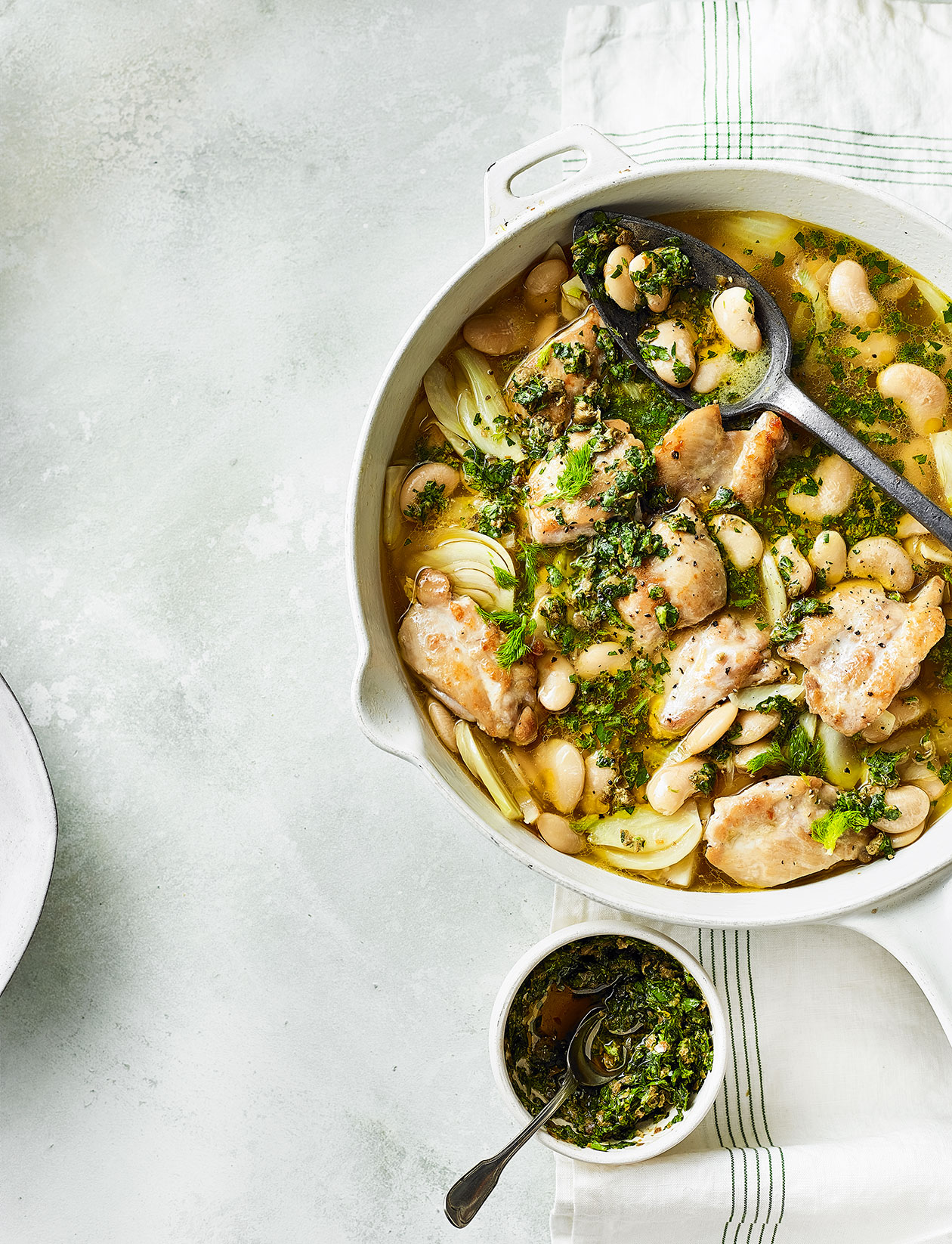 Chicken and butter bean summer casserole recipe Sainsbury`s Magazine