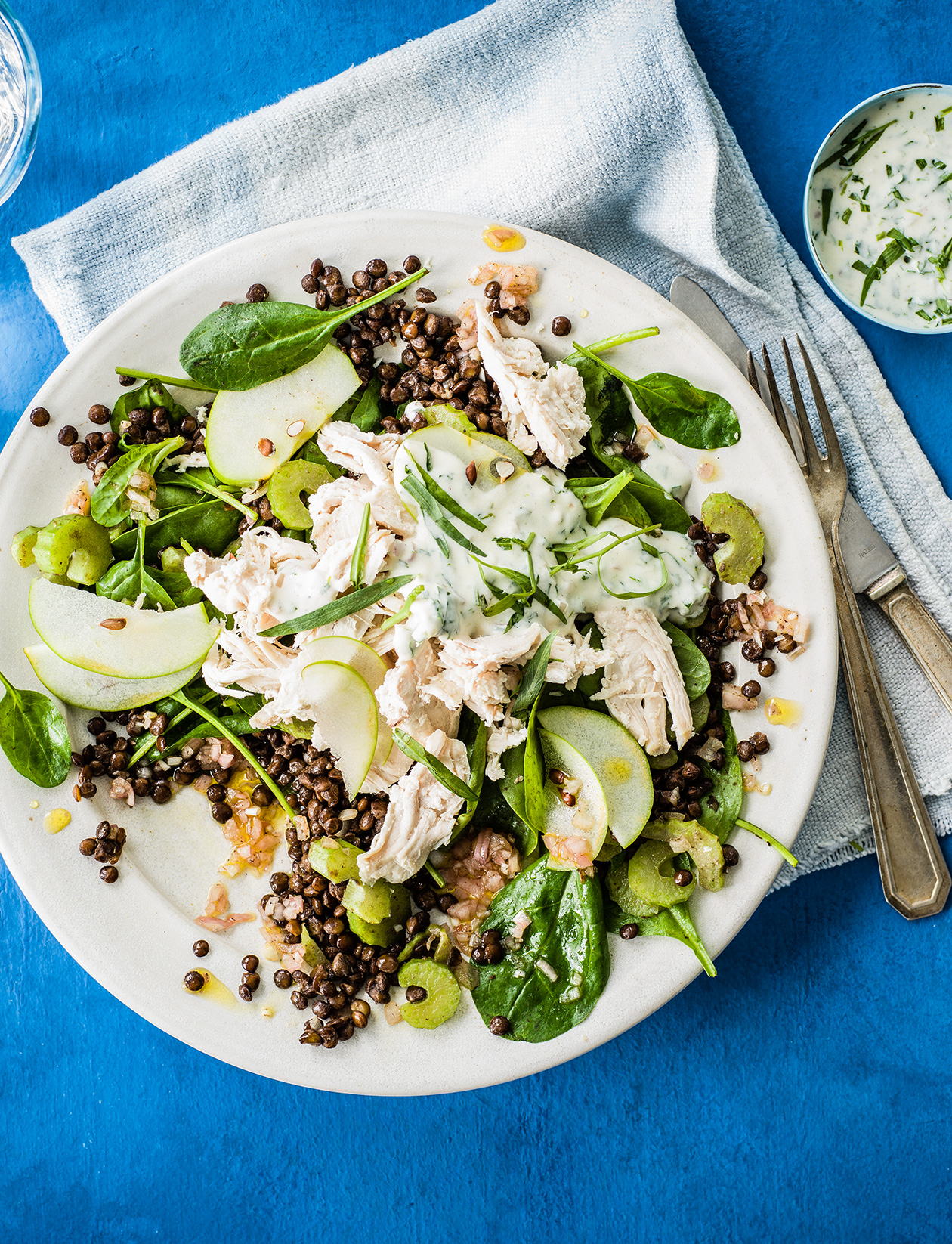 Chicken, apple and lentil salad with tarragon dressing recipe