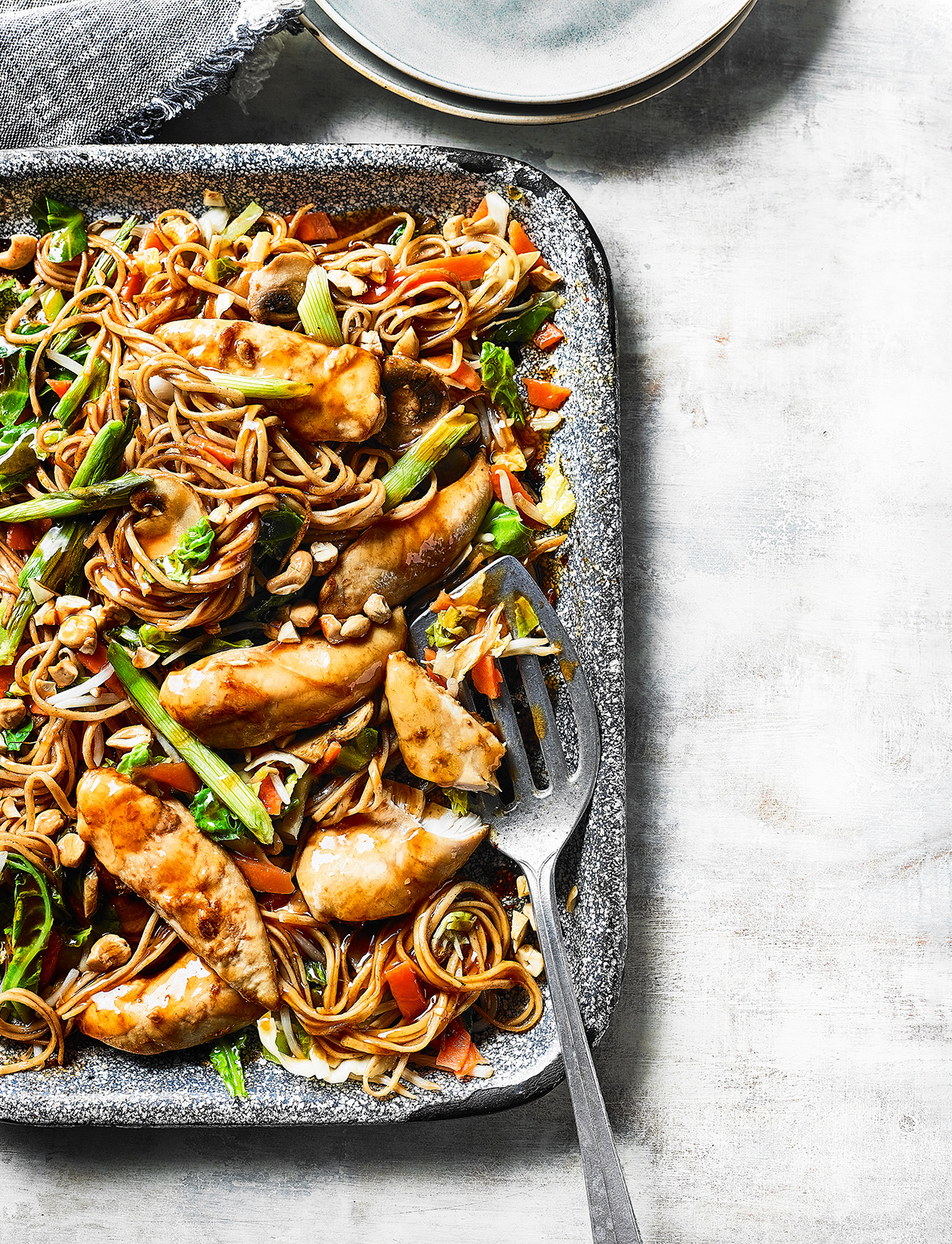 Sticky Chinese chicken traybake recipe Sainsbury`s Magazine