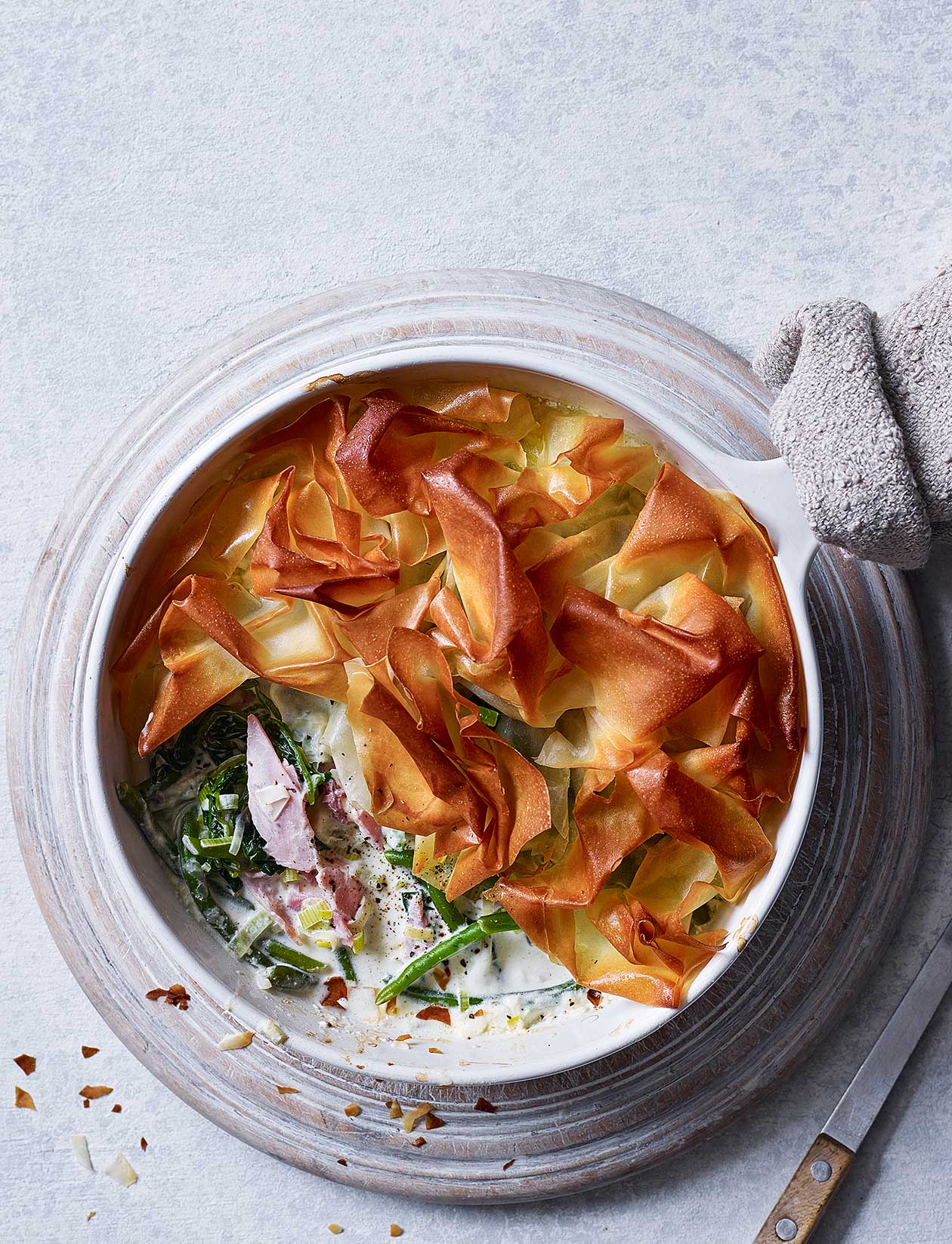 Speedy ham and greens pie recipe | Sainsbury`s Magazine