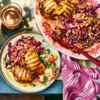 Sticky lemonade chicken with rainbow slaw