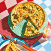 Salmon and Tenderstem broccoli quiche