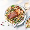 Spiced salmon with jewelled rice salad